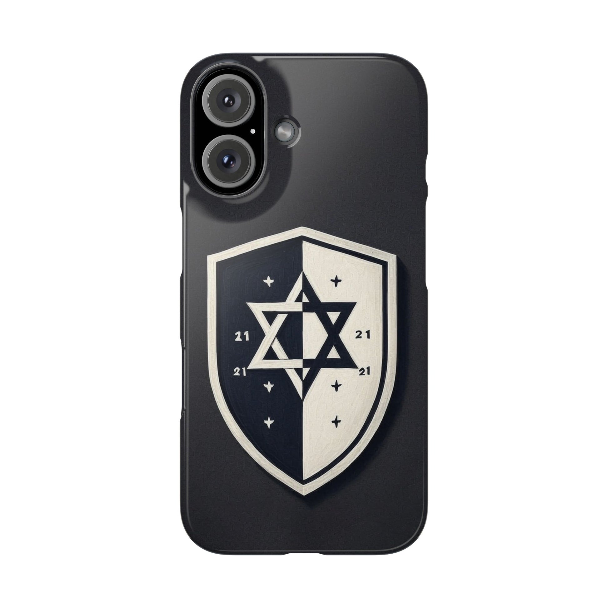 Black and White Shield Slim Phone Cases - American Zionist