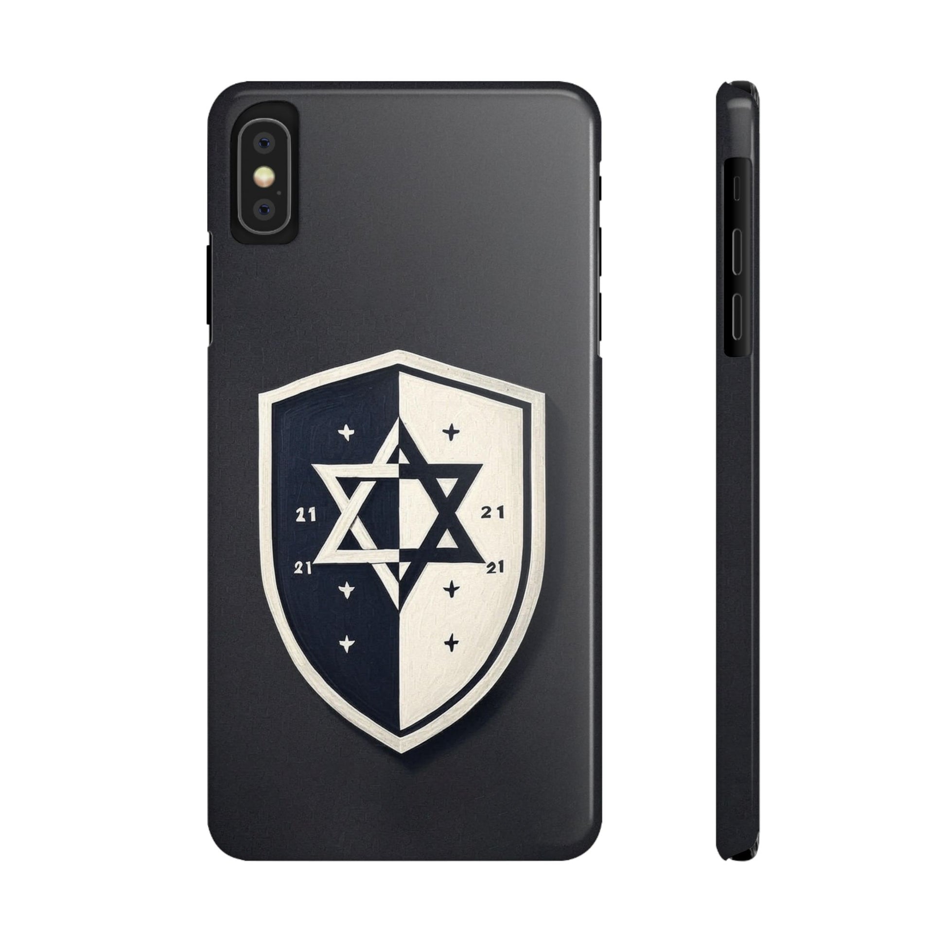 Black and White Shield Slim Phone Cases - American Zionist
