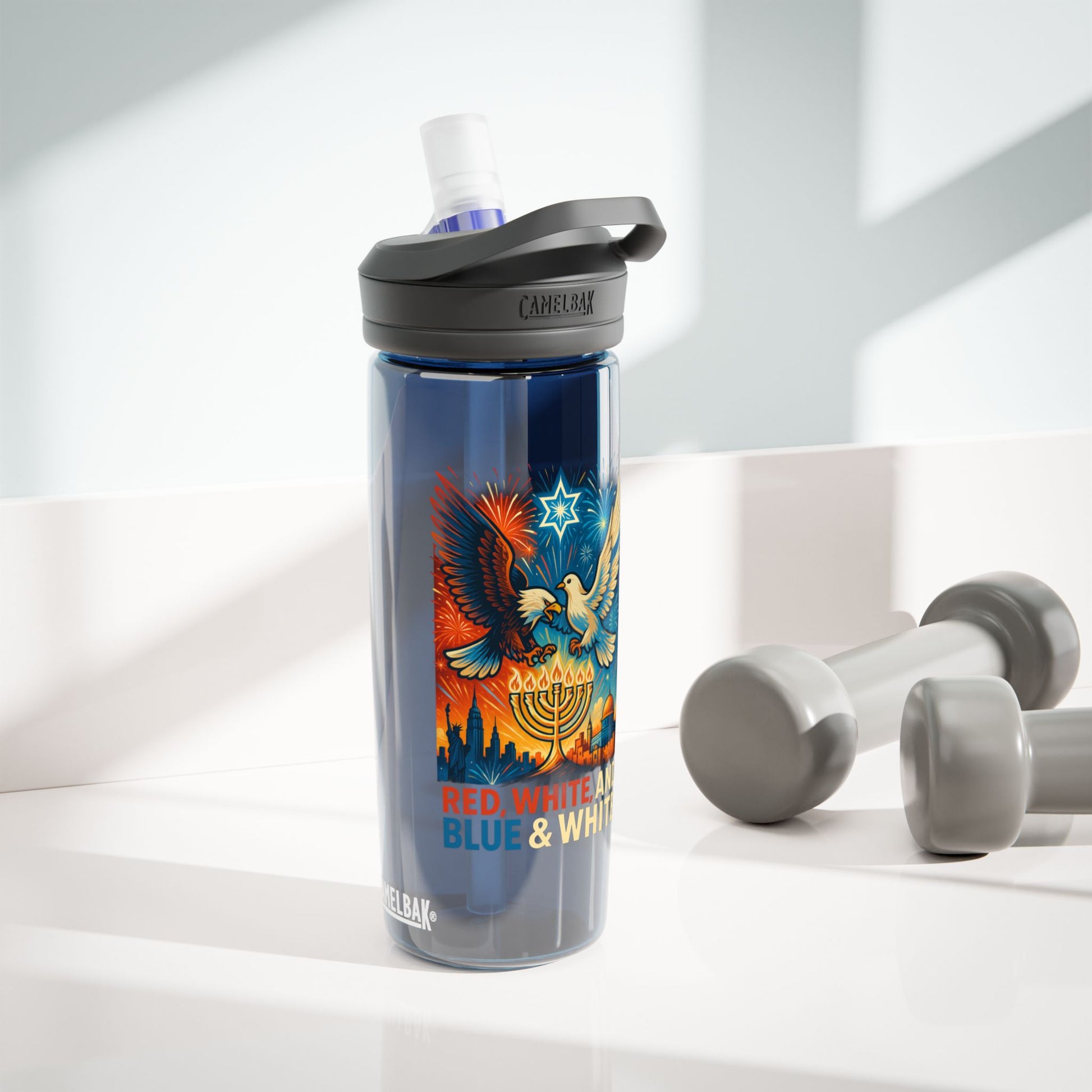 Red White And Blue Water Bottle, 20oz\25oz - American Zionist