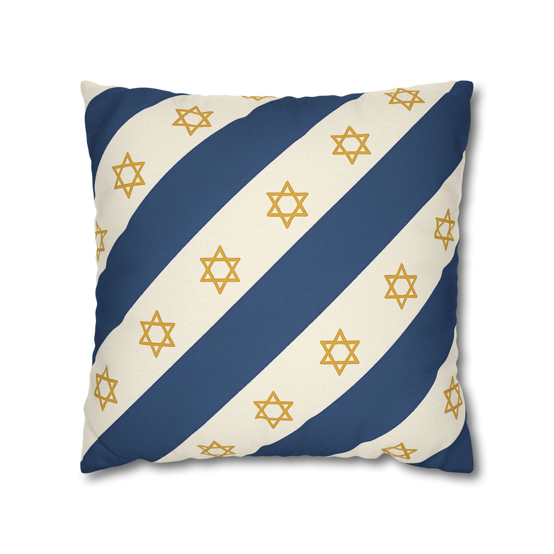Israel Regalia Stripe Spun Polyester Square Pillowcase - American Zionist