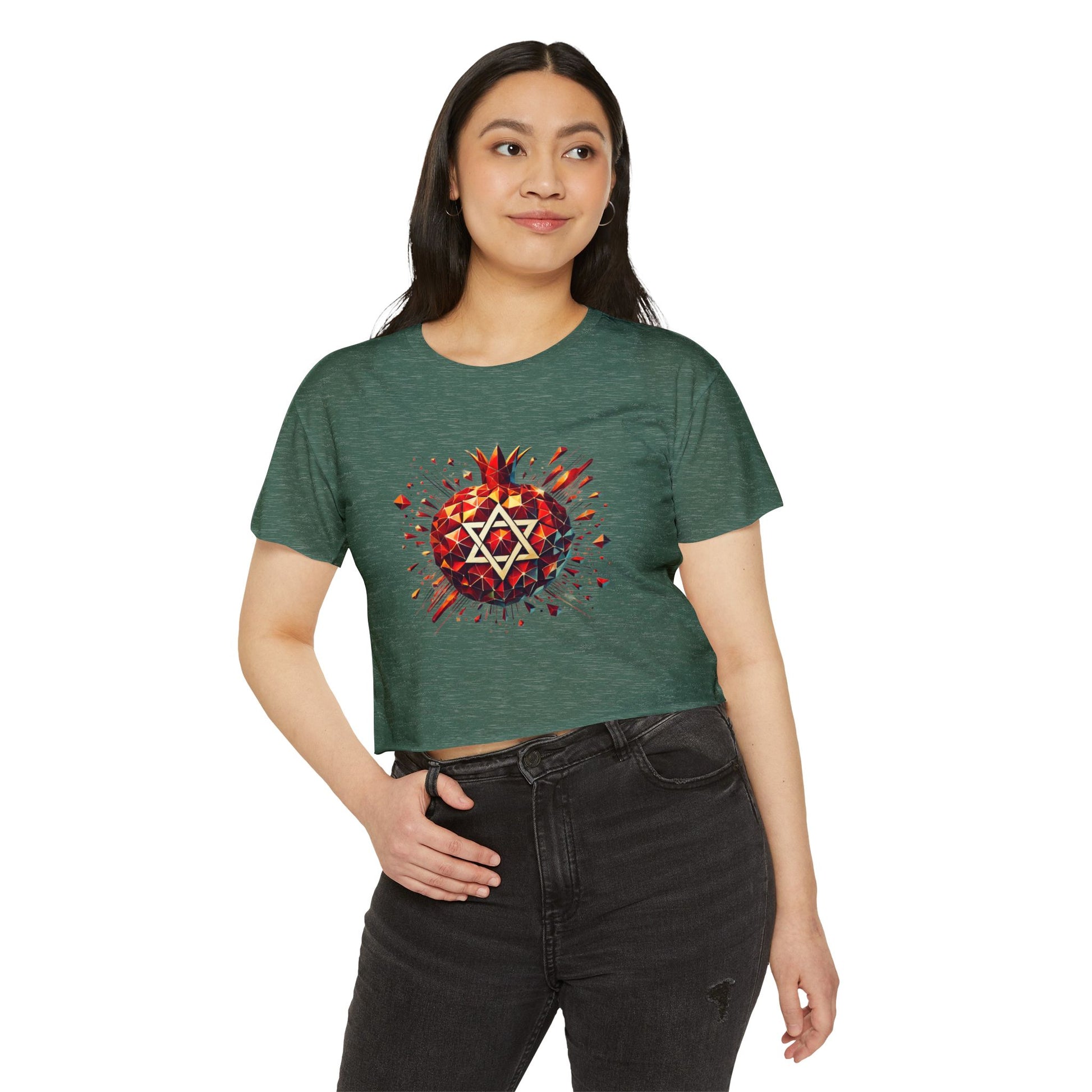 Pomegranate Star of David Women's Festival Crop Top - American Zionist