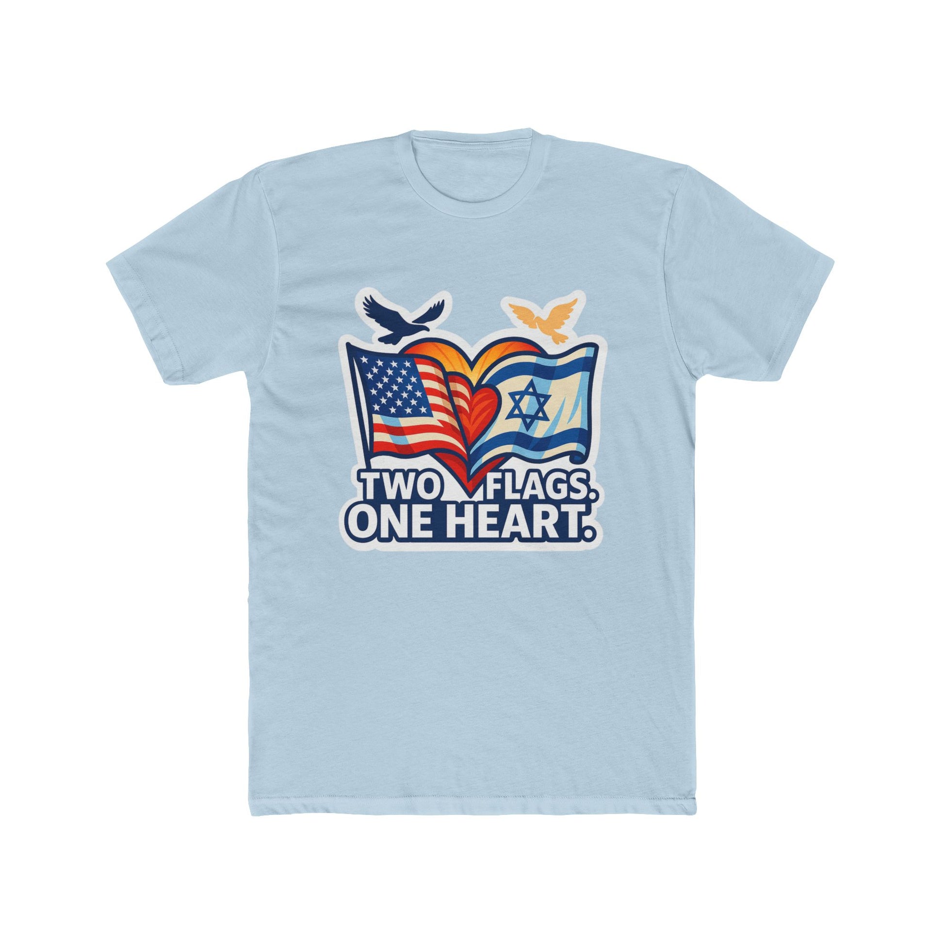Two Flags. One Heart Unisex Cotton Crew Tee - American Zionist