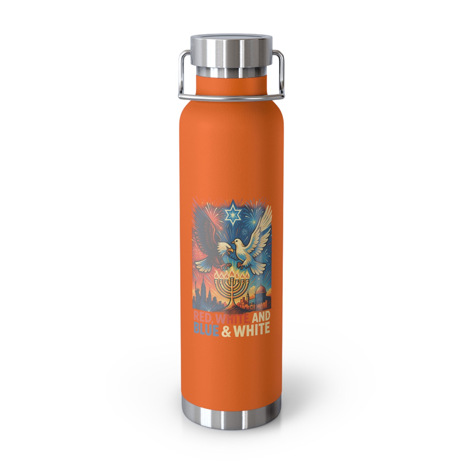 Red White and Blue Copper Vacuum Insulated Bottle, 22oz - American Zionist
