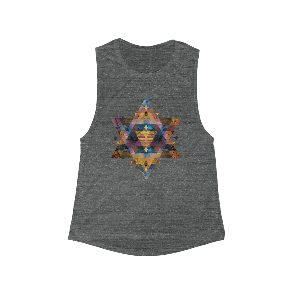 Star of David Geometric Women's Flowy Scoop Muscle Tank - American Zionist