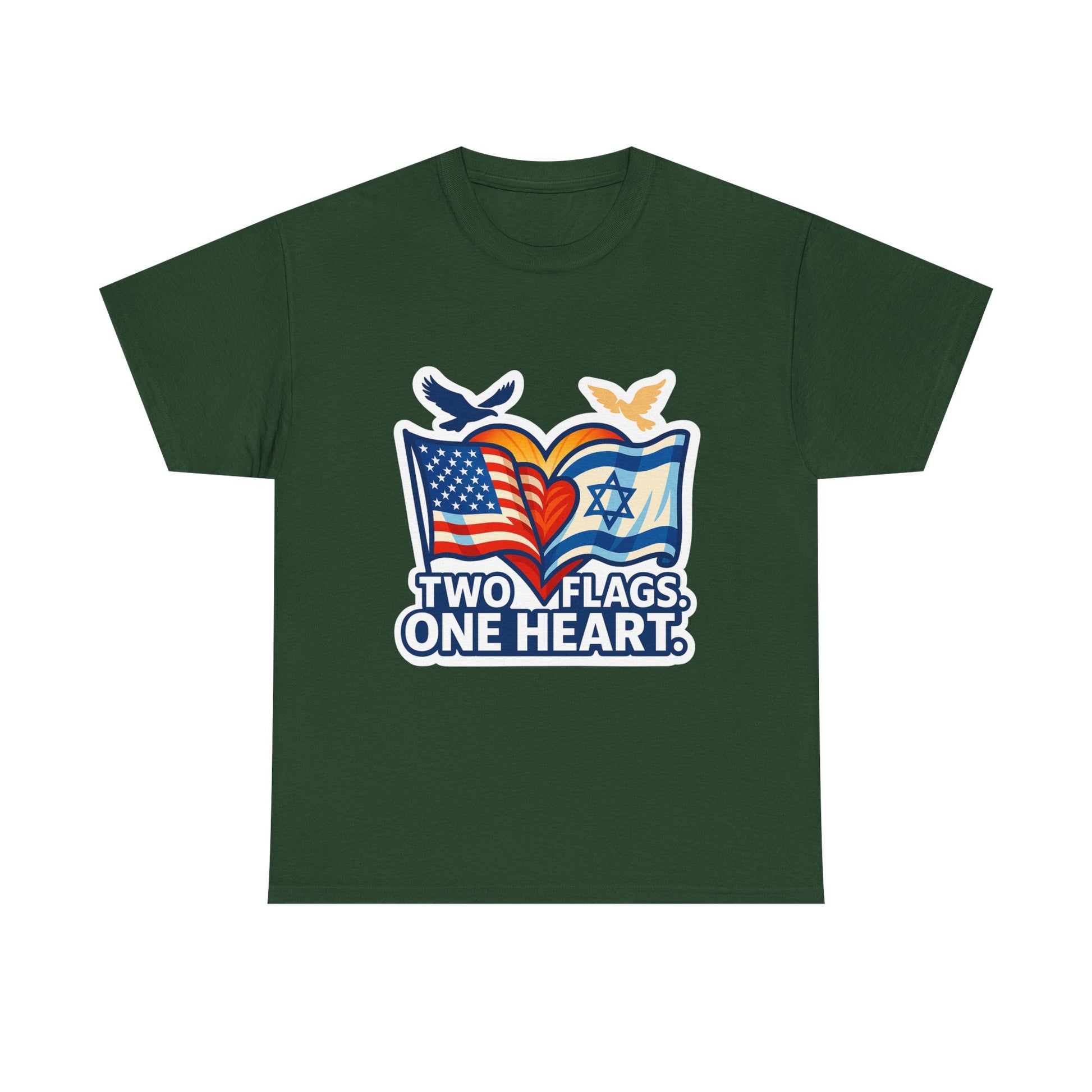 Two Flags One Heart Unisex Heavy Cotton Tee - American Zionist
