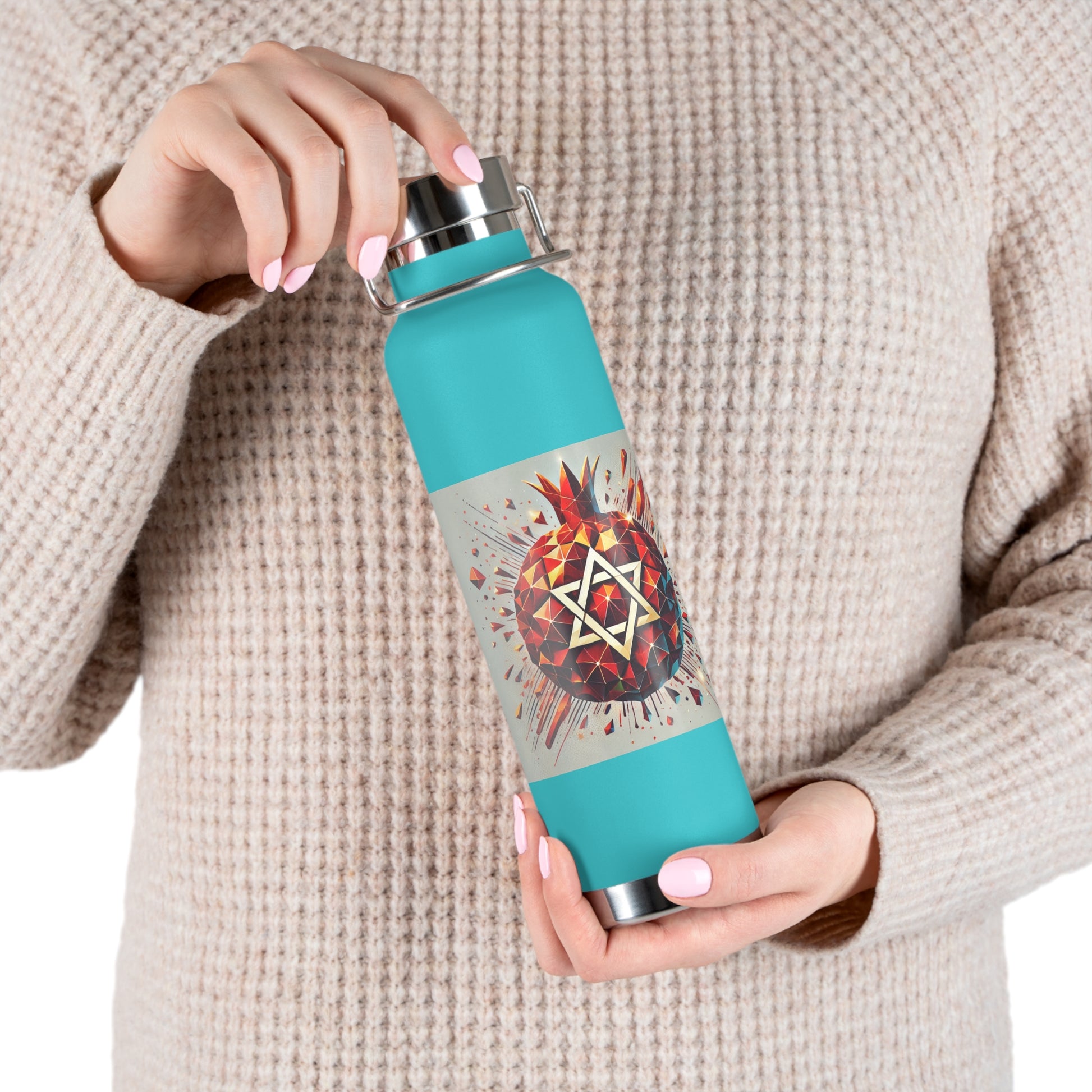 Pomegranate Star of David Copper Vacuum Insulated Bottle, 22oz - American Zionist