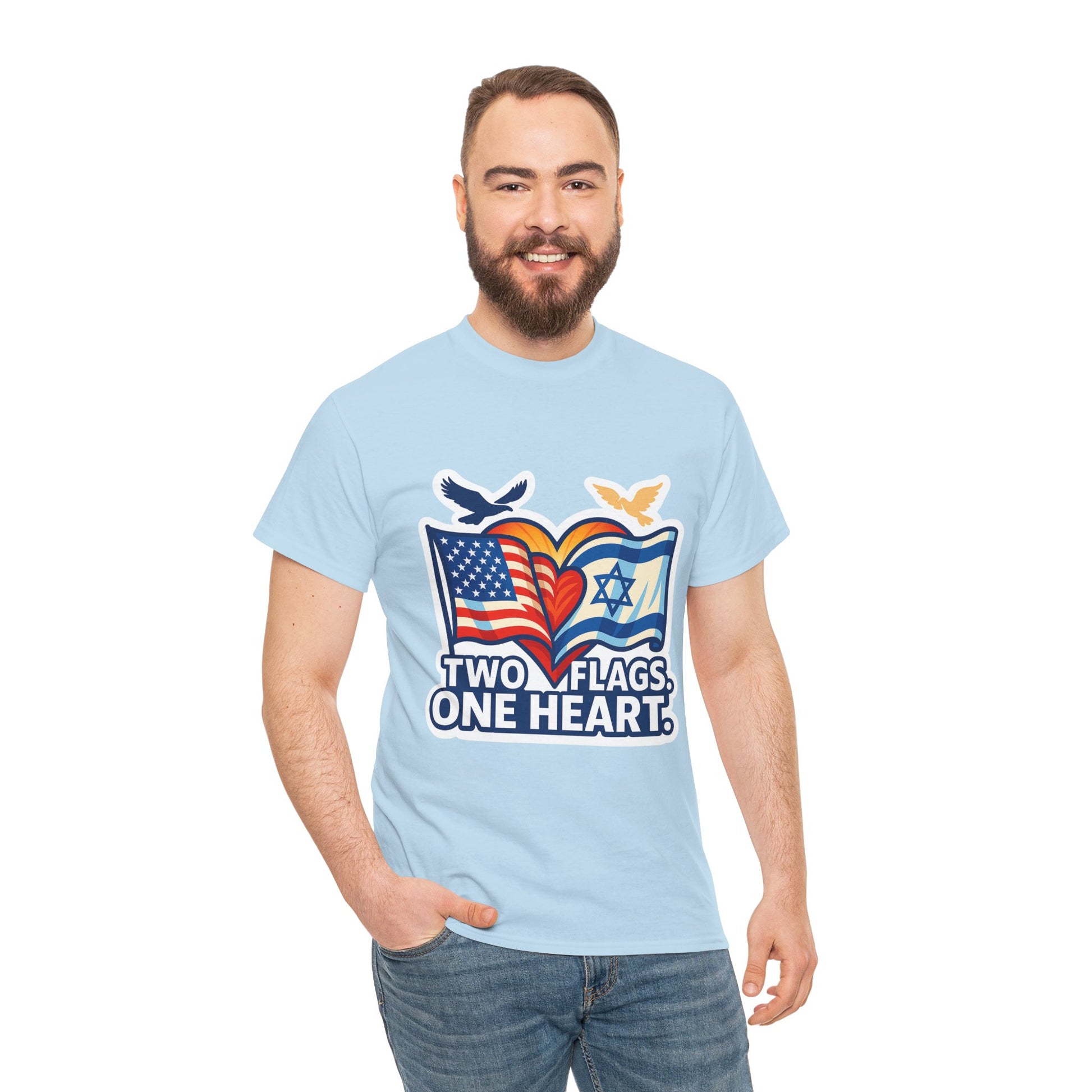 Two Flags One Heart Unisex Heavy Cotton Tee - American Zionist