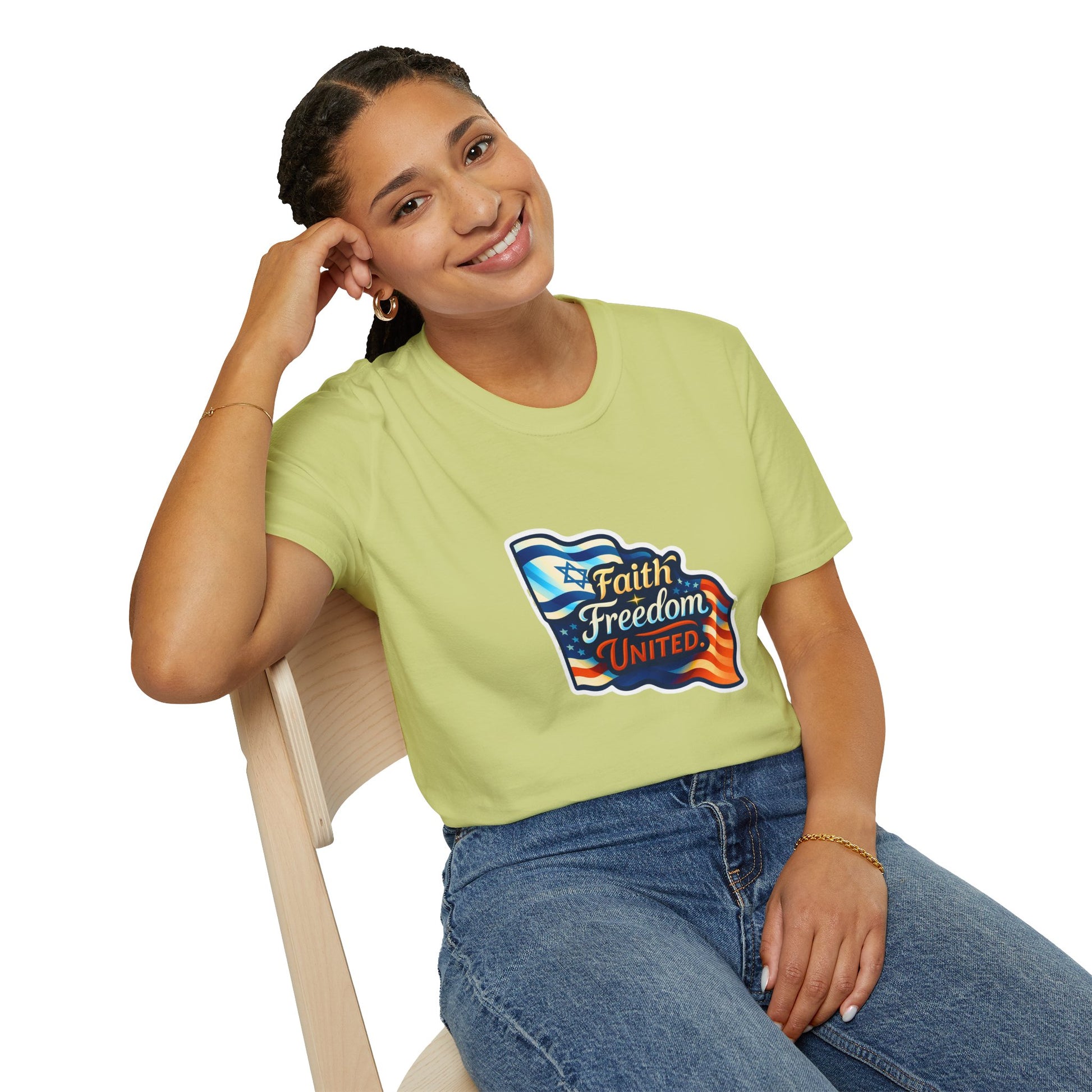 Faith Freedom United Unisex Softstyle T-Shirt - American Zionist