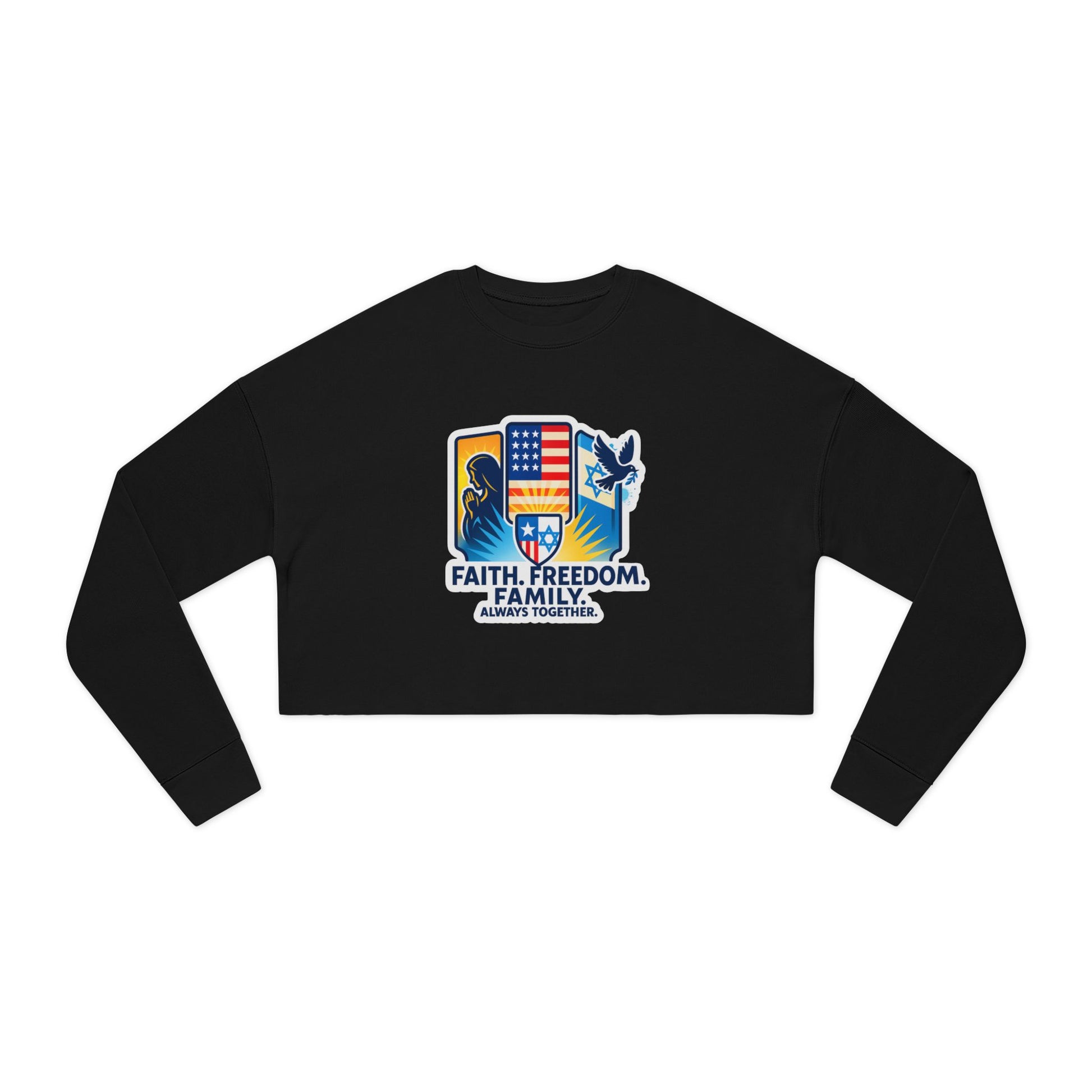 Faith Freedom Family Women's Cropped Sweatshirt - American Zionist