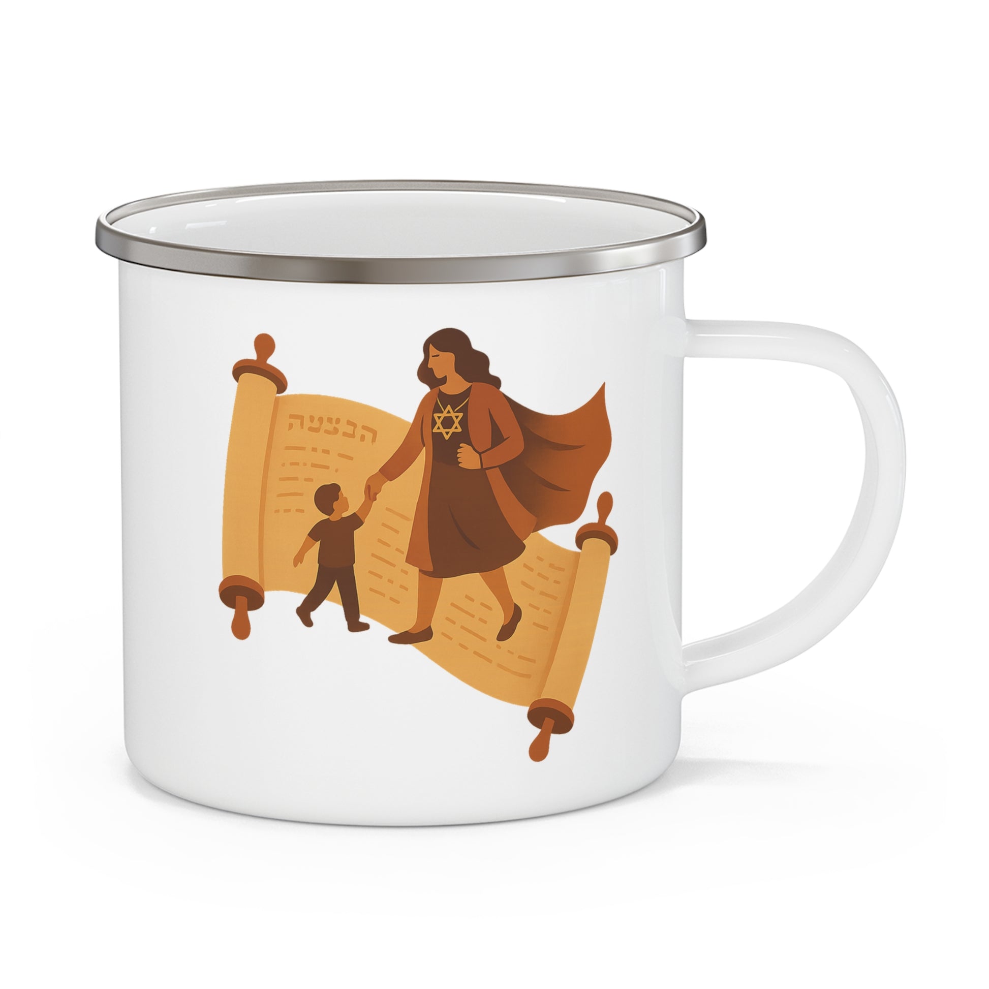 Mom Scroll Enamel Camping Mug - American Zionist