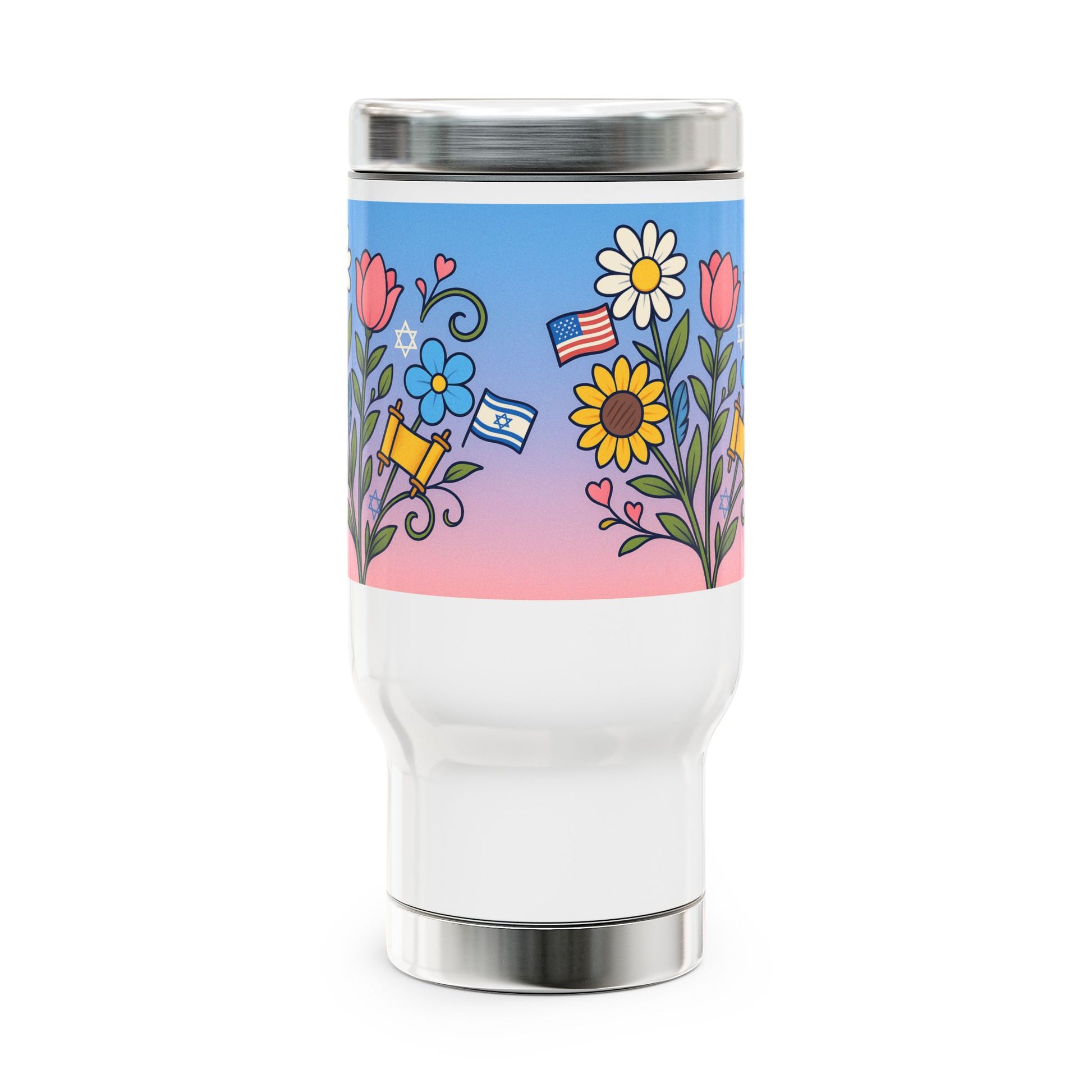 Flourish With Freedom Travel Mug with Handle 14oz - American Zionist