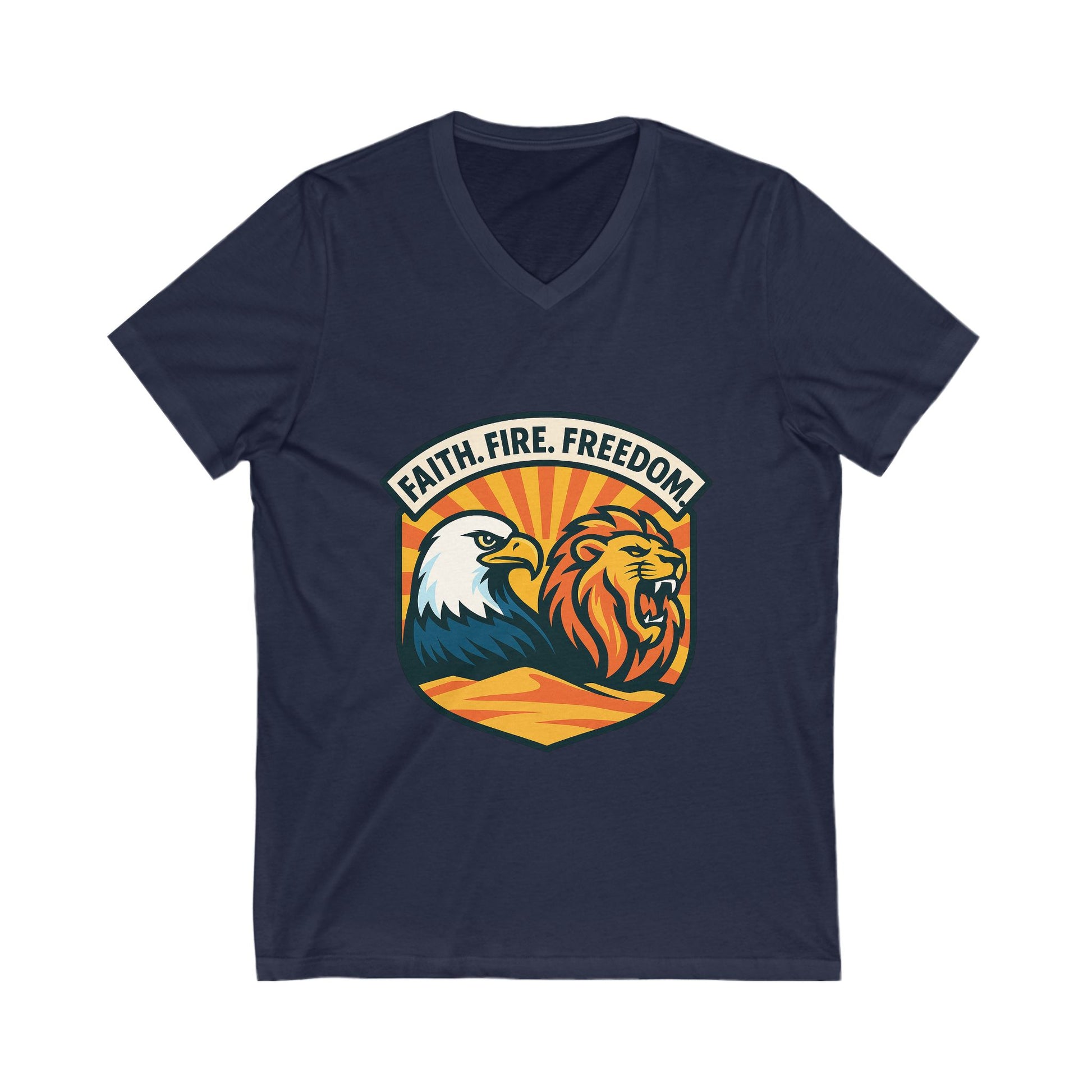 Lions Eagles Rise Unisex Jersey Short Sleeve V - Neck Tee - American Zionist
