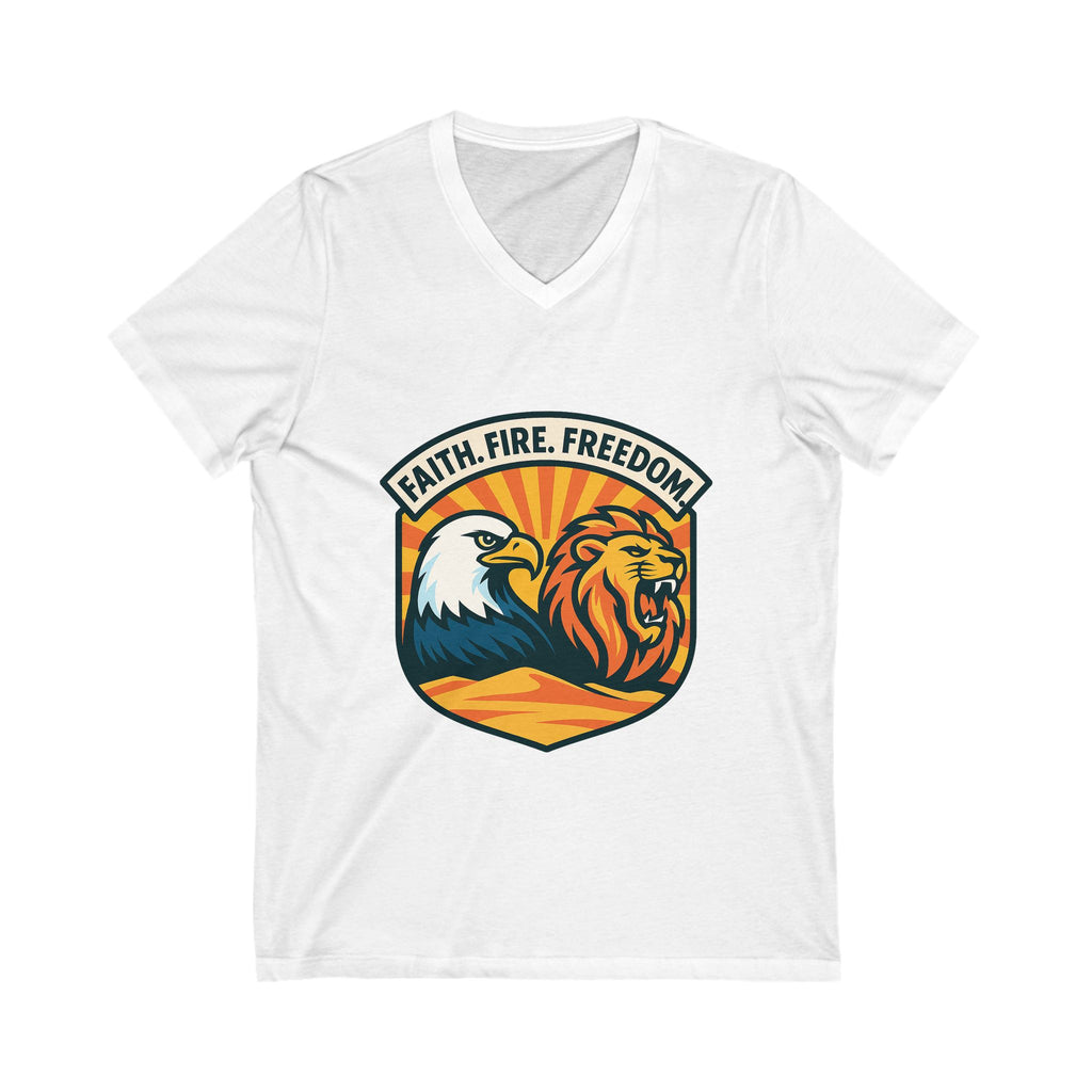 Lions Eagles Rise Unisex Jersey Short Sleeve V - Neck Tee - American Zionist