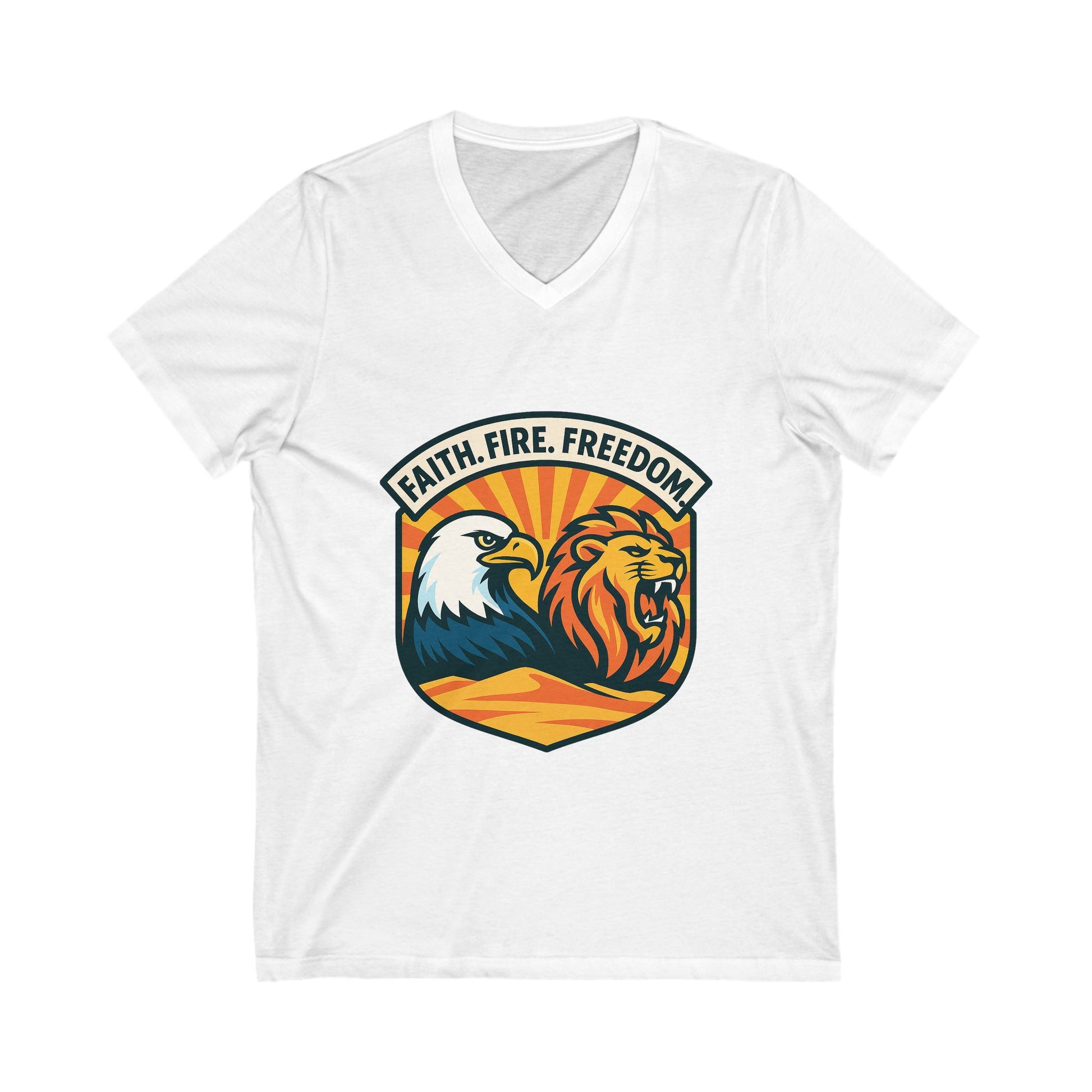 Lions Eagles Rise Unisex Jersey Short Sleeve V - Neck Tee - American Zionist