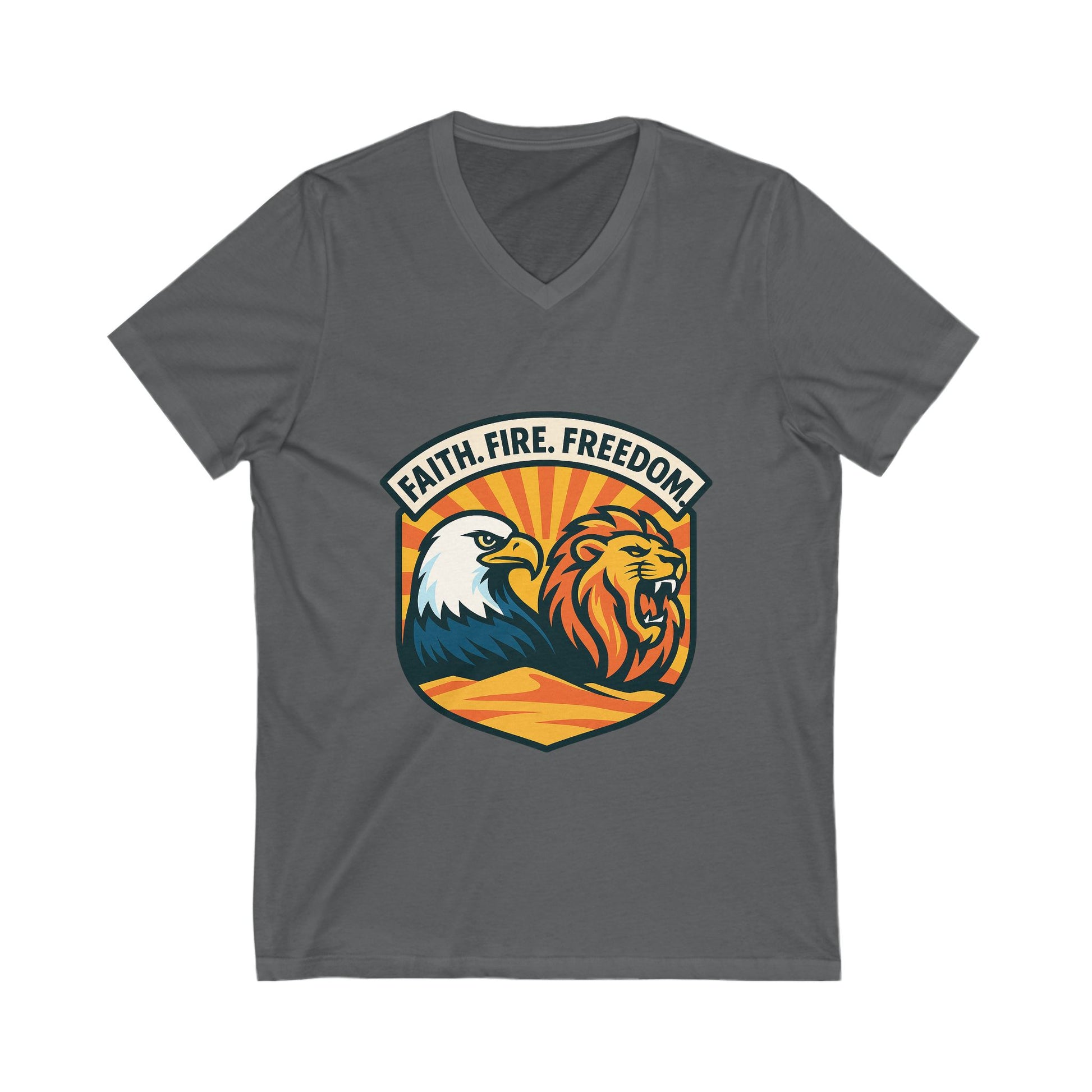 Lions Eagles Rise Unisex Jersey Short Sleeve V - Neck Tee - American Zionist