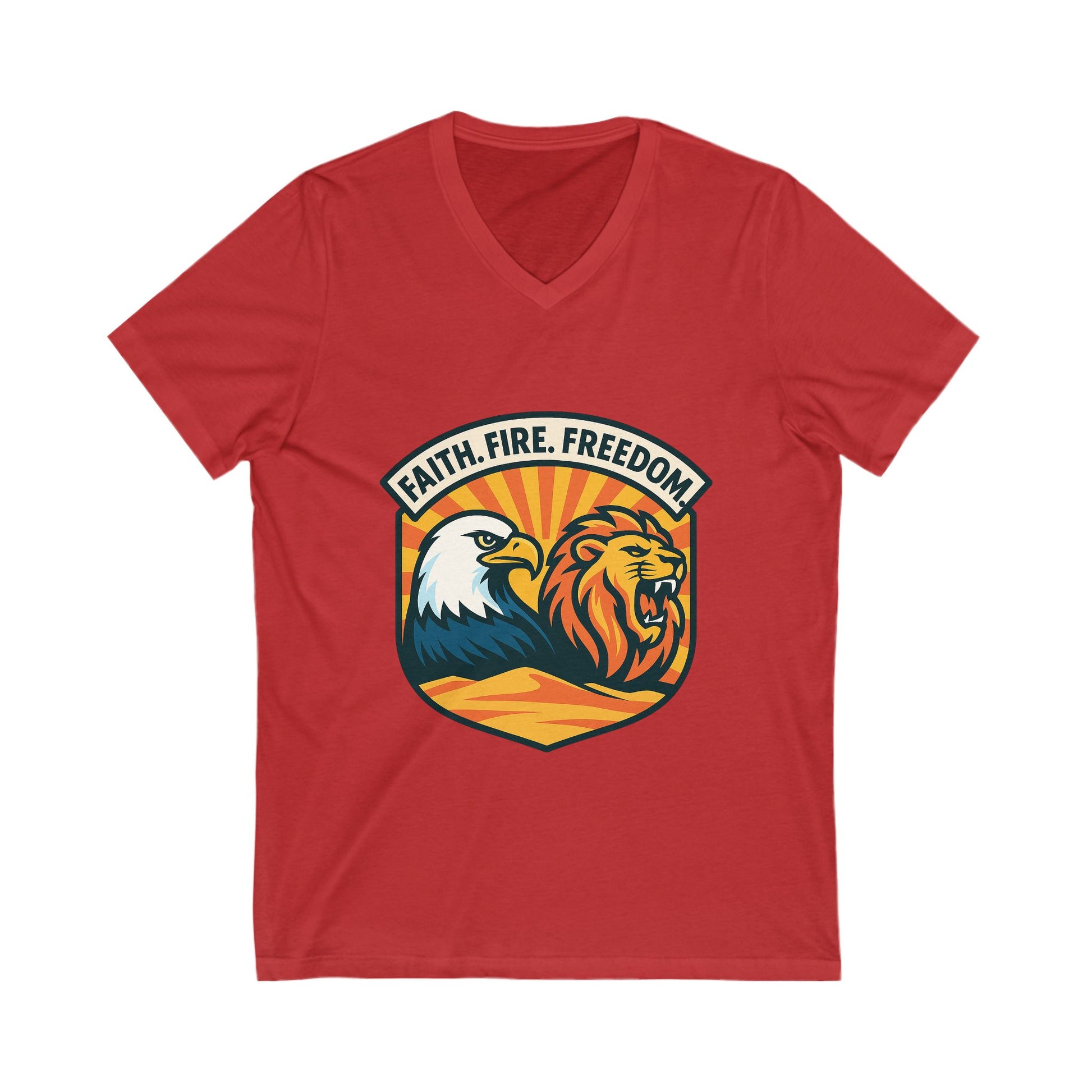 Lions Eagles Rise Unisex Jersey Short Sleeve V - Neck Tee - American Zionist