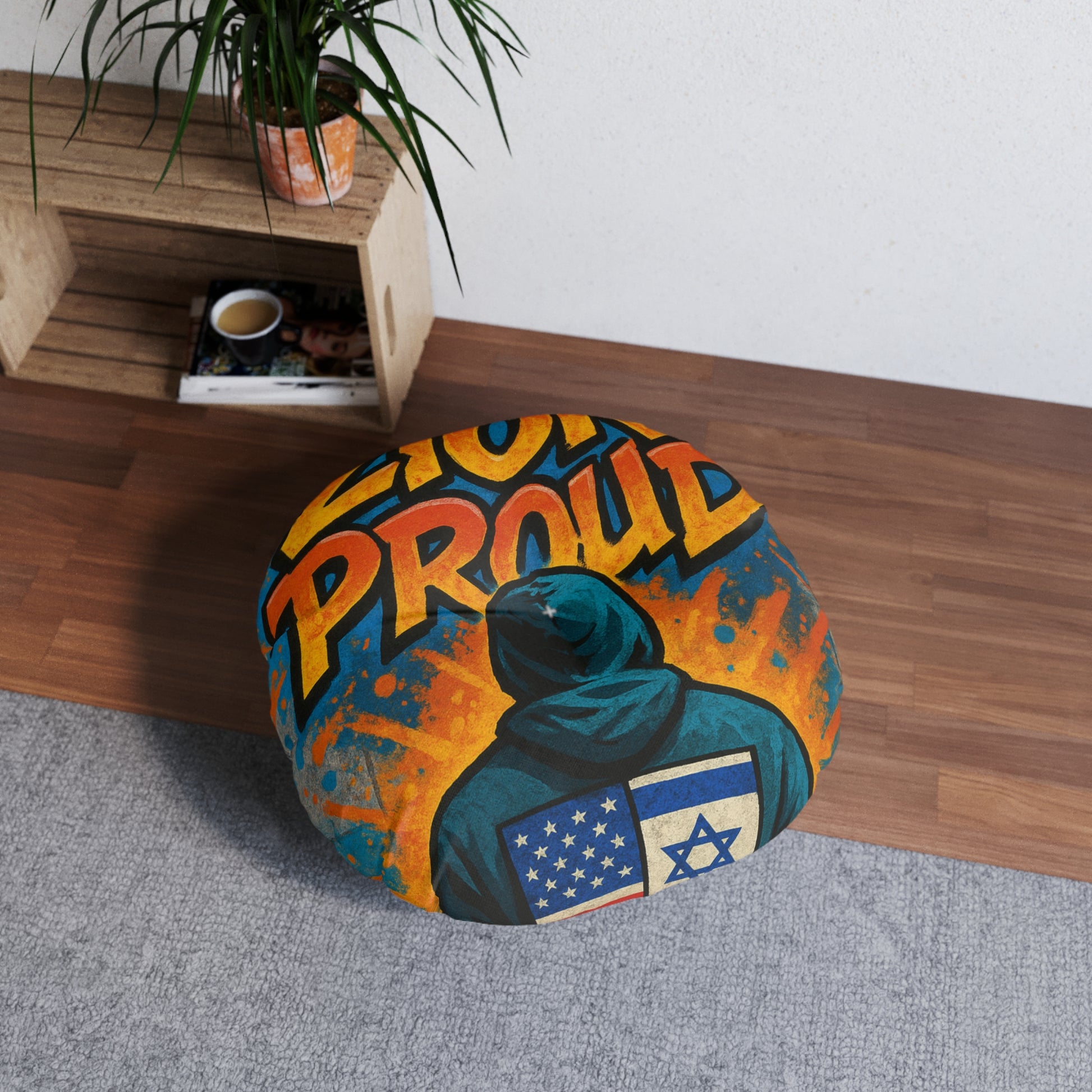 Zion Proud Tufted Floor Pillow, Round - American Zionist