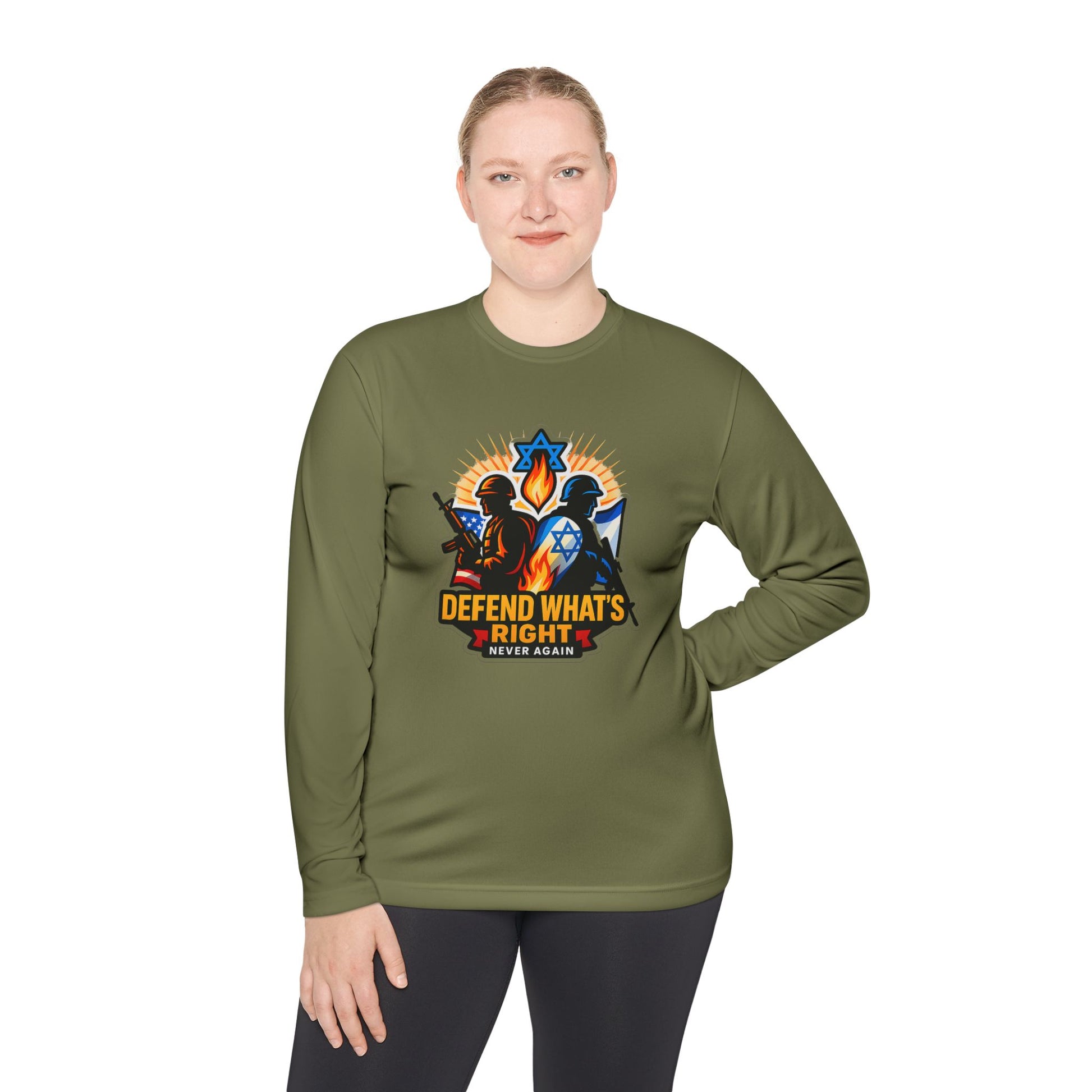 Defend What's Right Unisex Lightweight Long Sleeve Tee - American Zionist