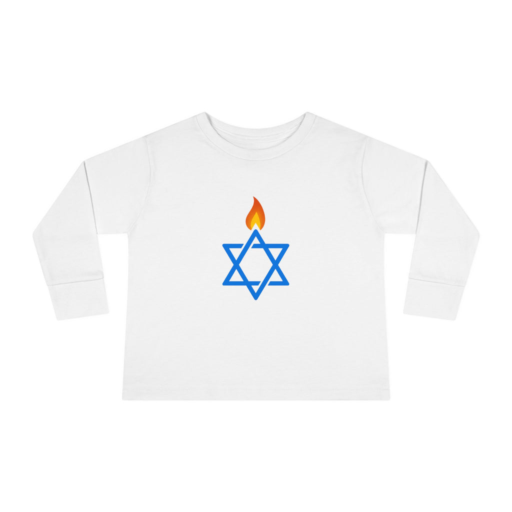 Fire Stars Of David Toddler Long Sleeve Tee - American Zionist
