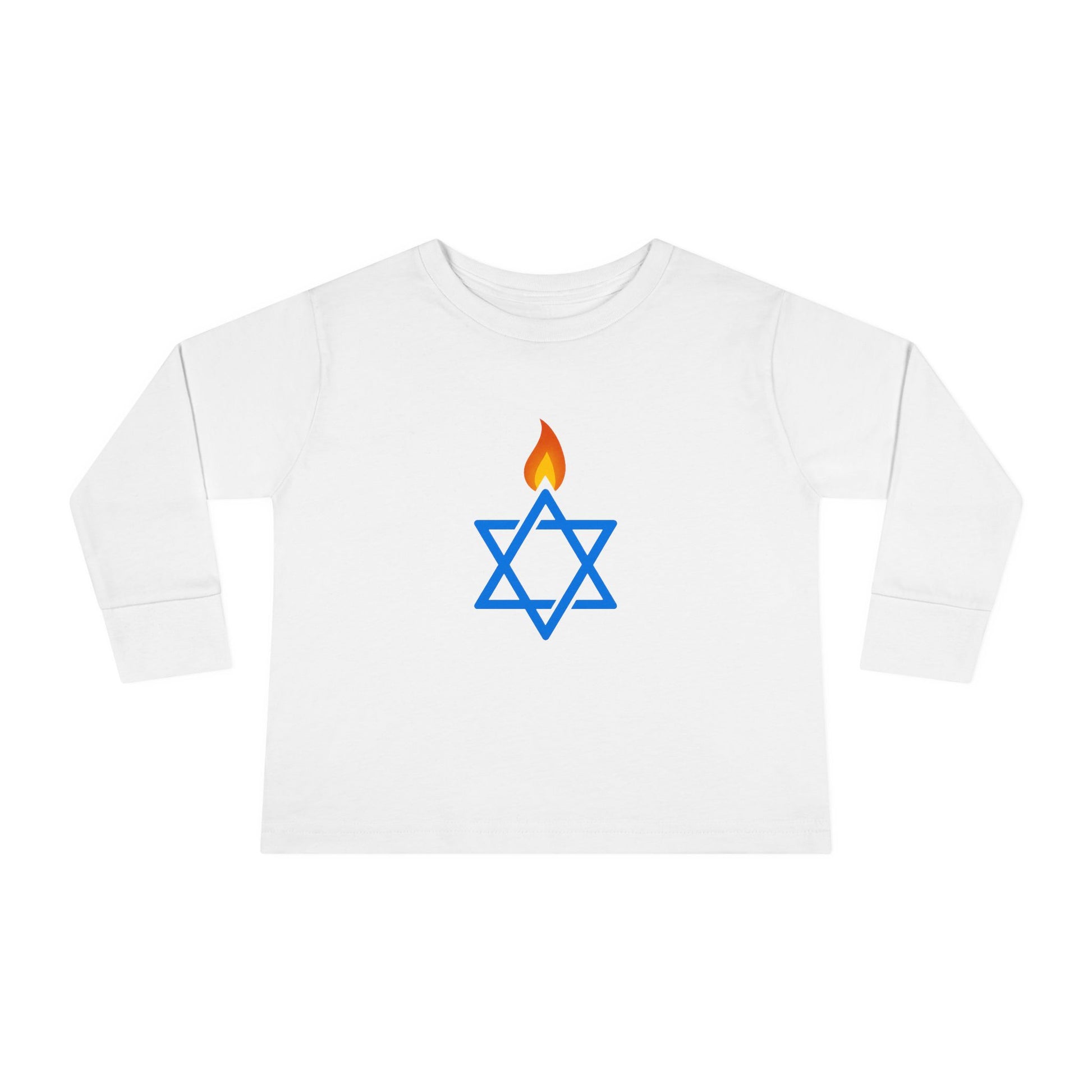 Fire Stars Of David Toddler Long Sleeve Tee - American Zionist