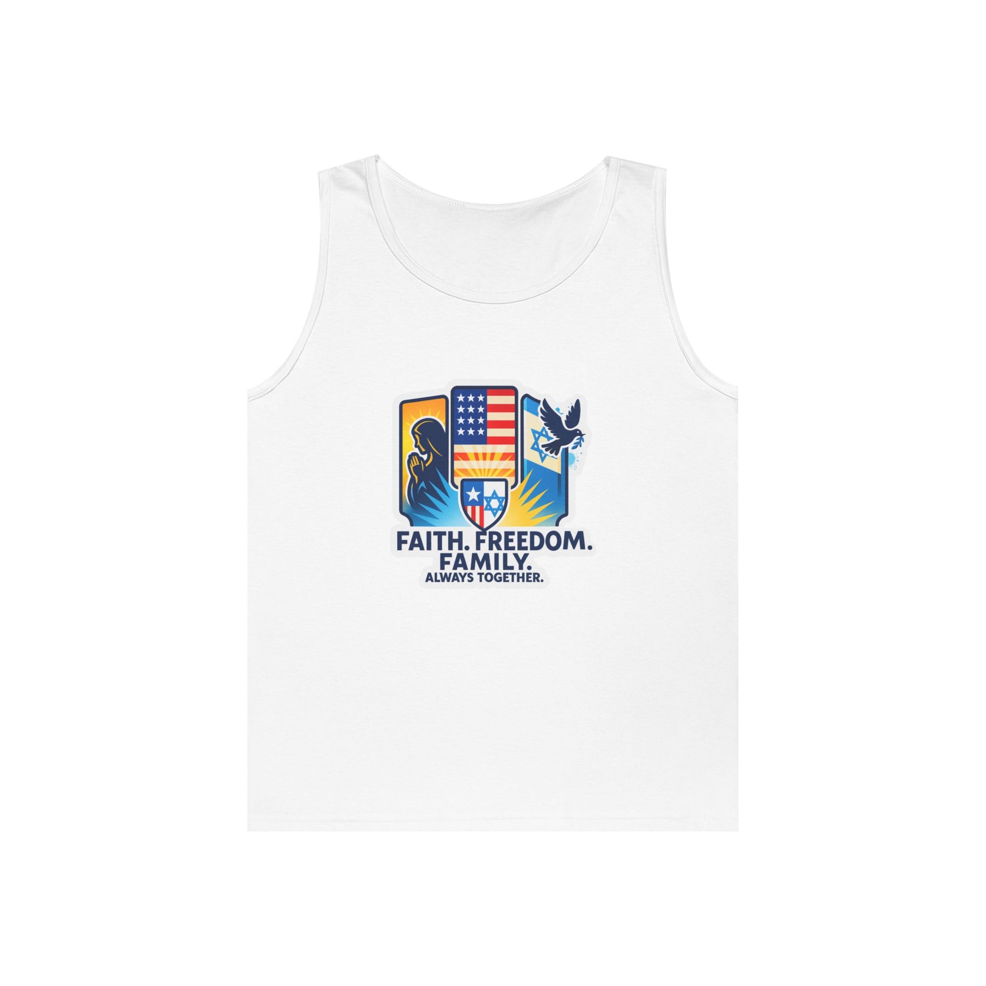 Faith Freedom Family Unisex Heavy Cotton Tank Top - American Zionist