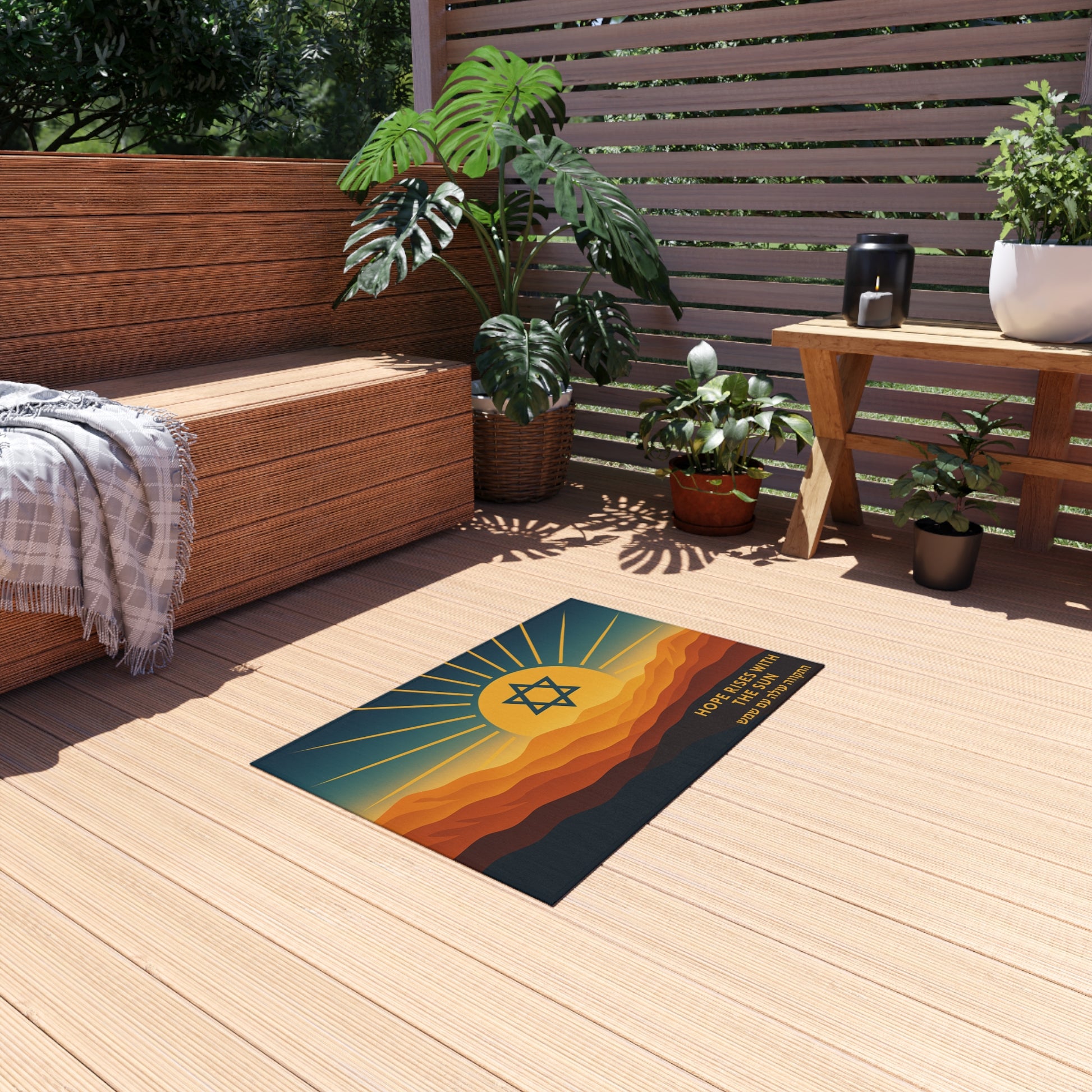 Hope Rises With The Sun Outdoor Rug - American Zionist