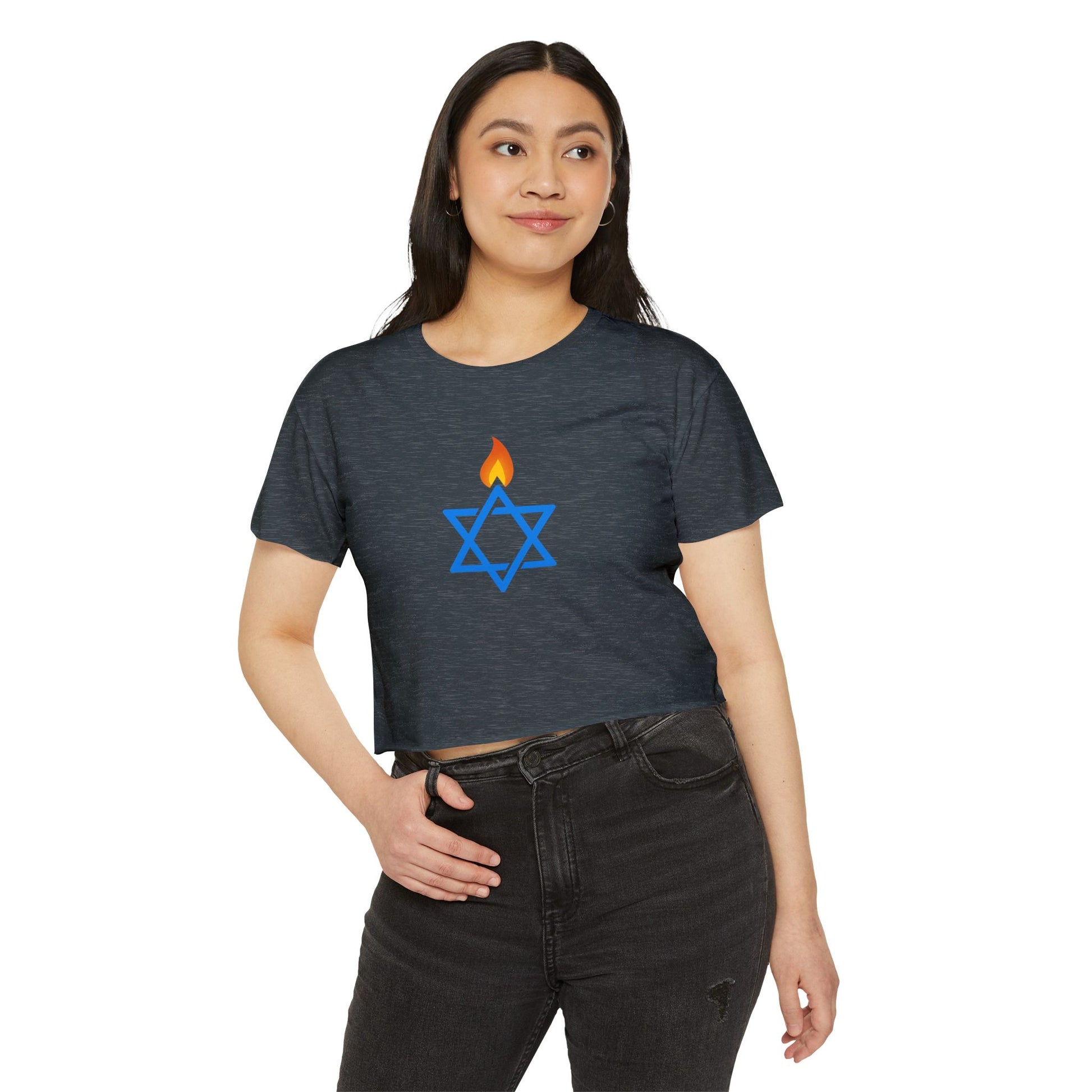 Fire Stars Of David Women's Festival Crop Top - American Zionist