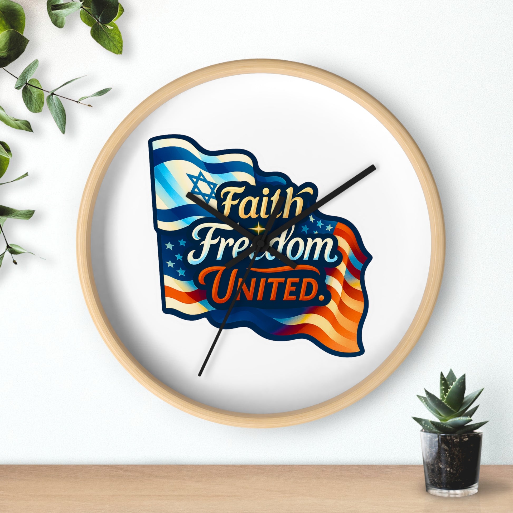 Faith Freedom United Wall Clock - American Zionist