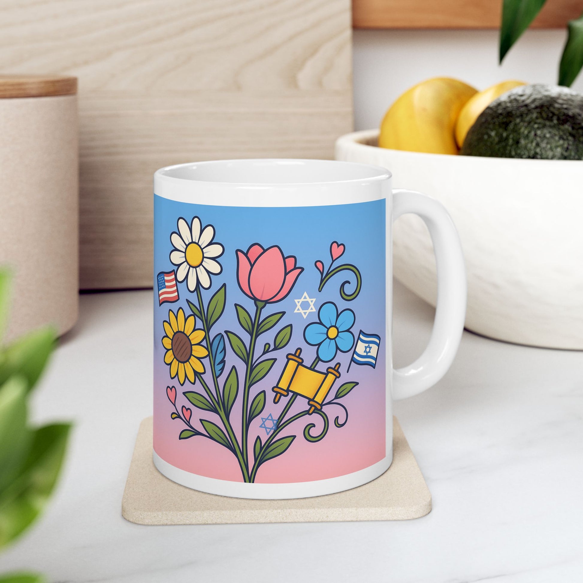 Flourish With Freedom Ceramic Mug 11oz, 15oz - American Zionist