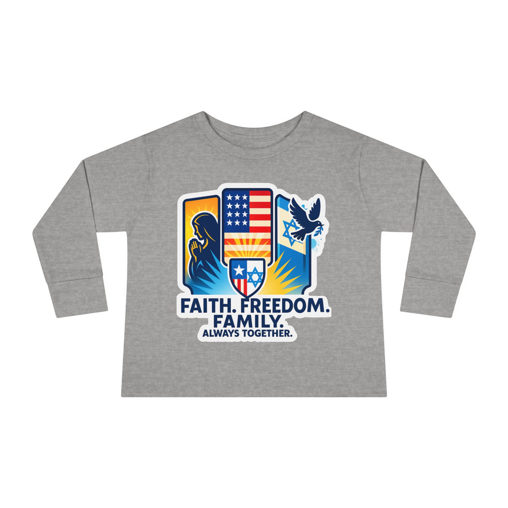 Faith Freedom Family Toddler Long Sleeve Tee - American Zionist