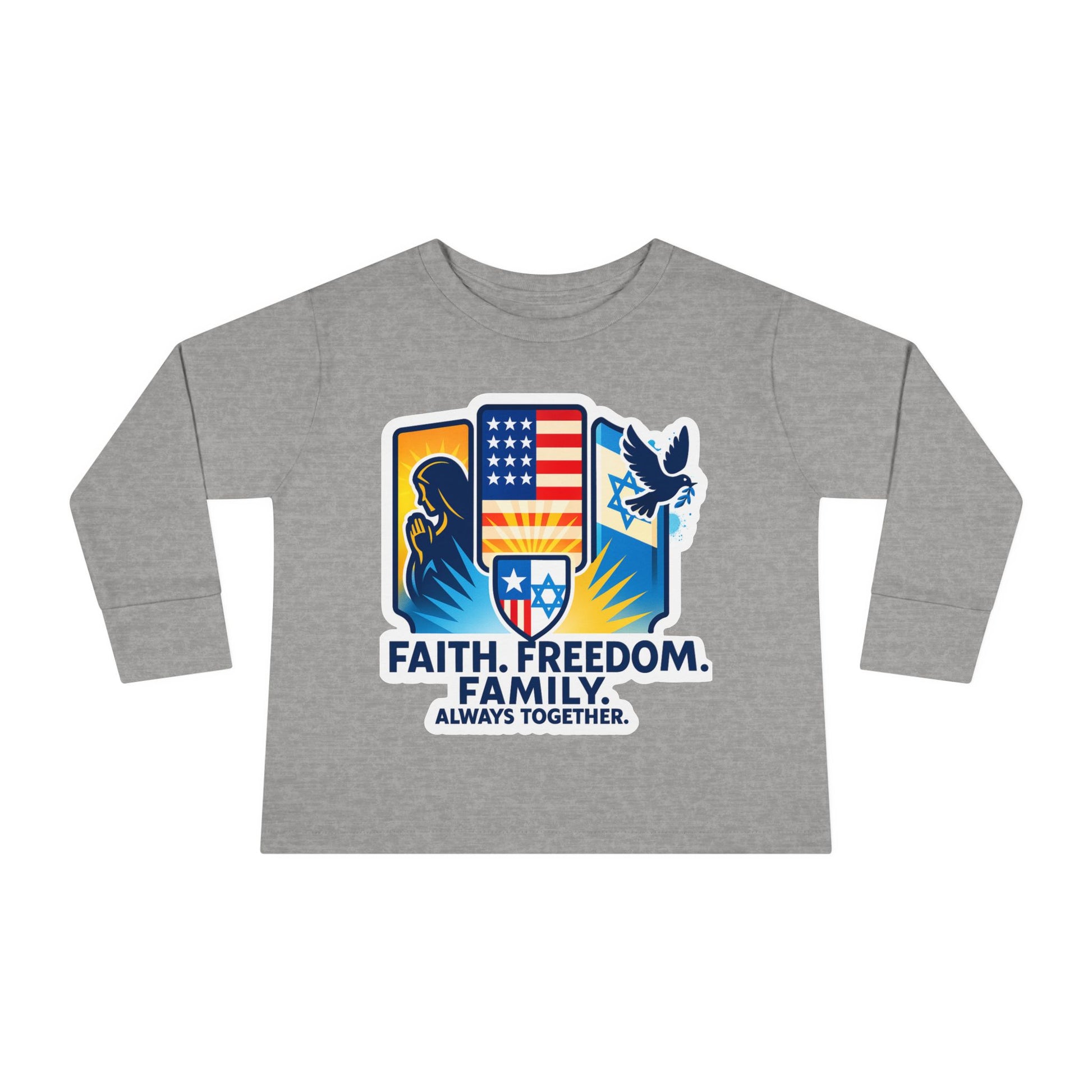 Faith Freedom Family Toddler Long Sleeve Tee - American Zionist