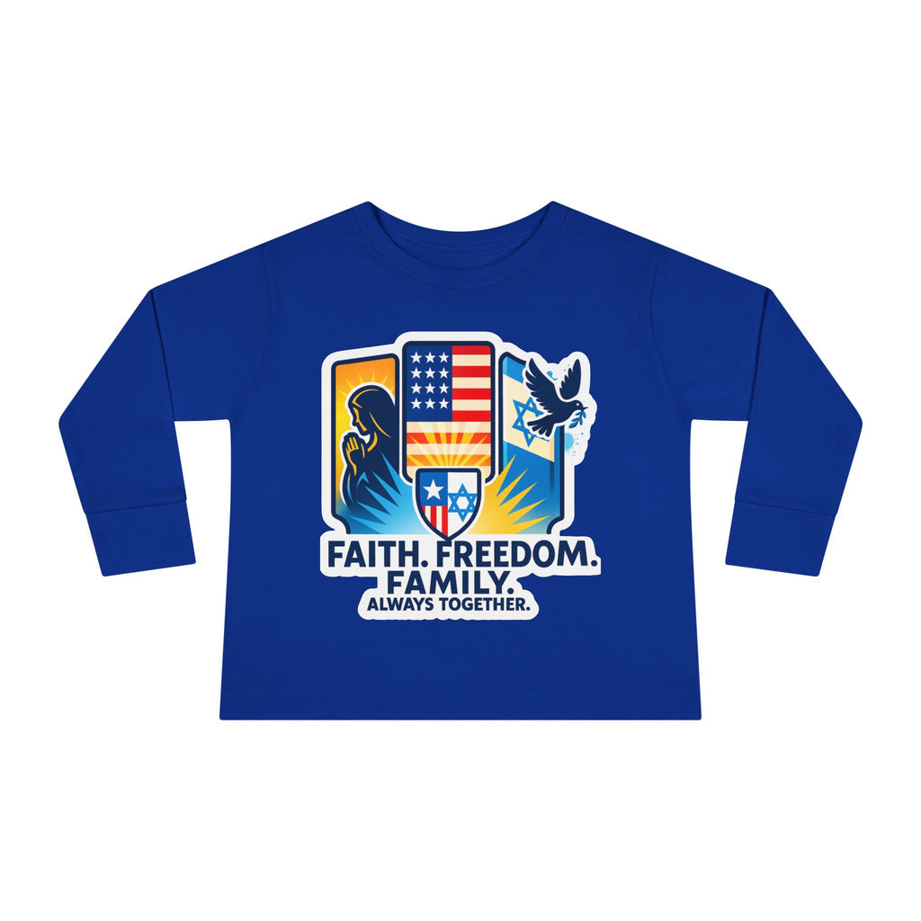 Faith Freedom Family Toddler Long Sleeve Tee - American Zionist