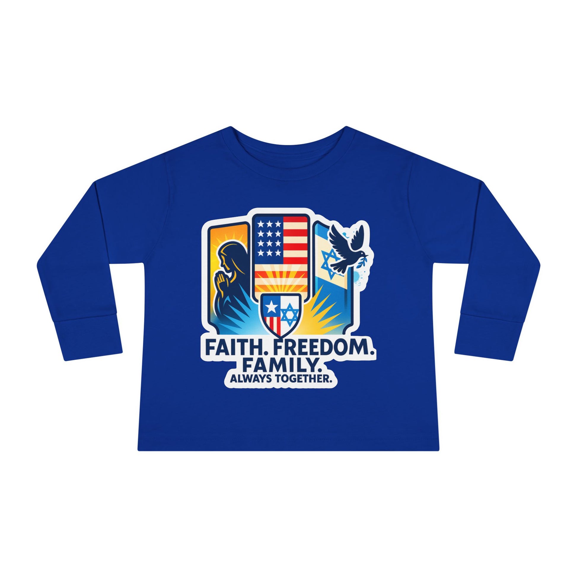 Faith Freedom Family Toddler Long Sleeve Tee - American Zionist