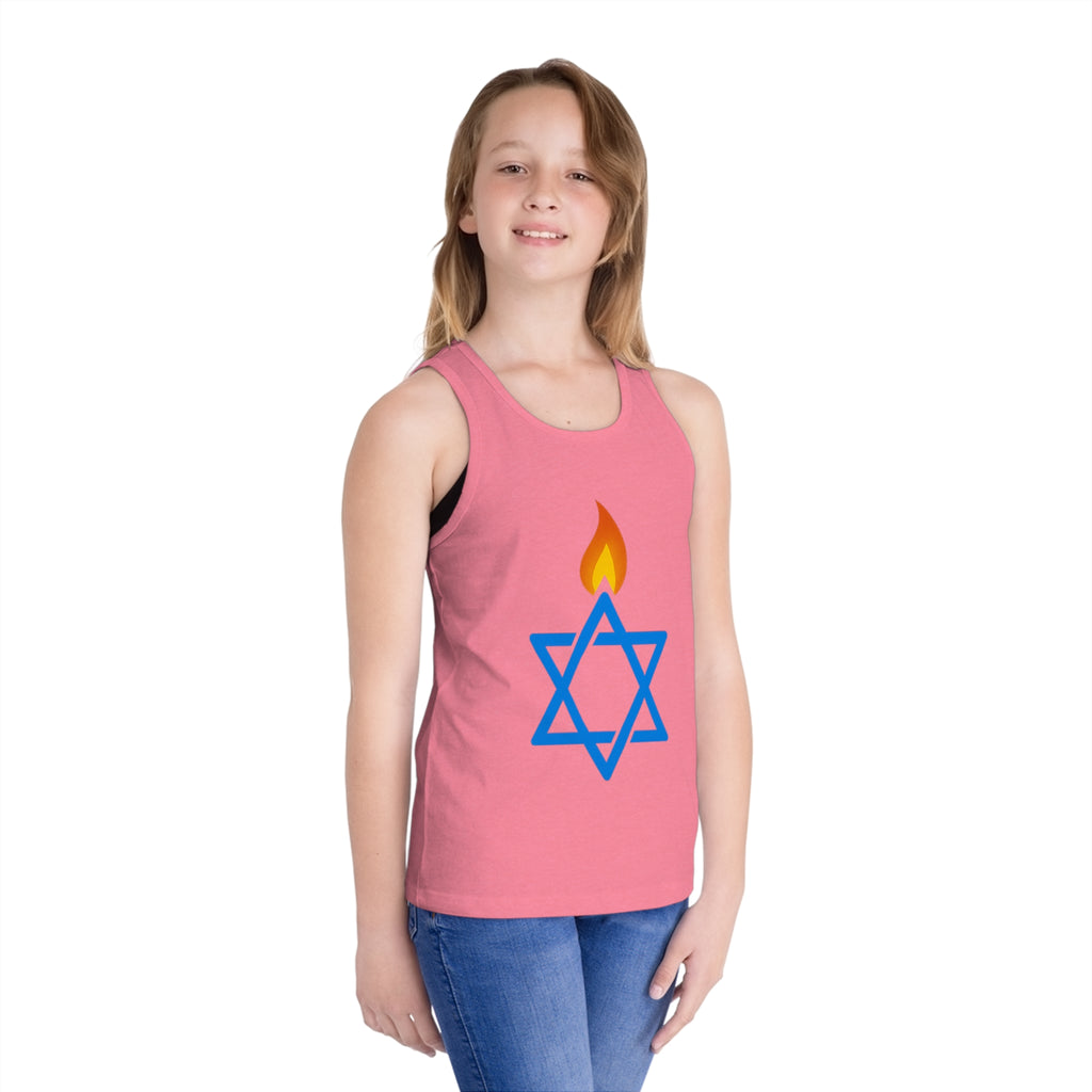 Fire Stars Of David Kid's Jersey Tank Top - American Zionist