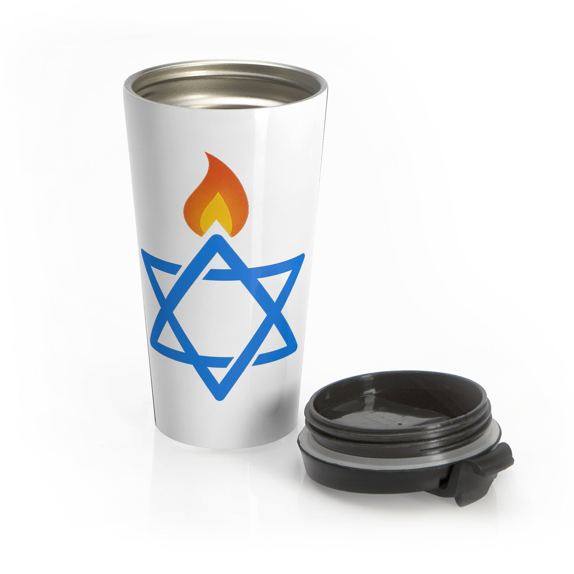 Fire Stars Of David Stainless Steel Travel Mug - American Zionist