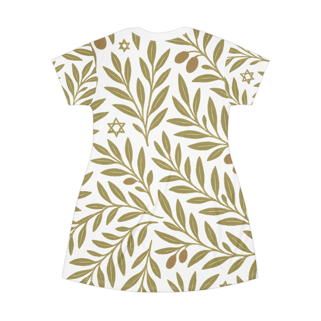 Olive Bloom T-Shirt Dress (AOP) - American Zionist