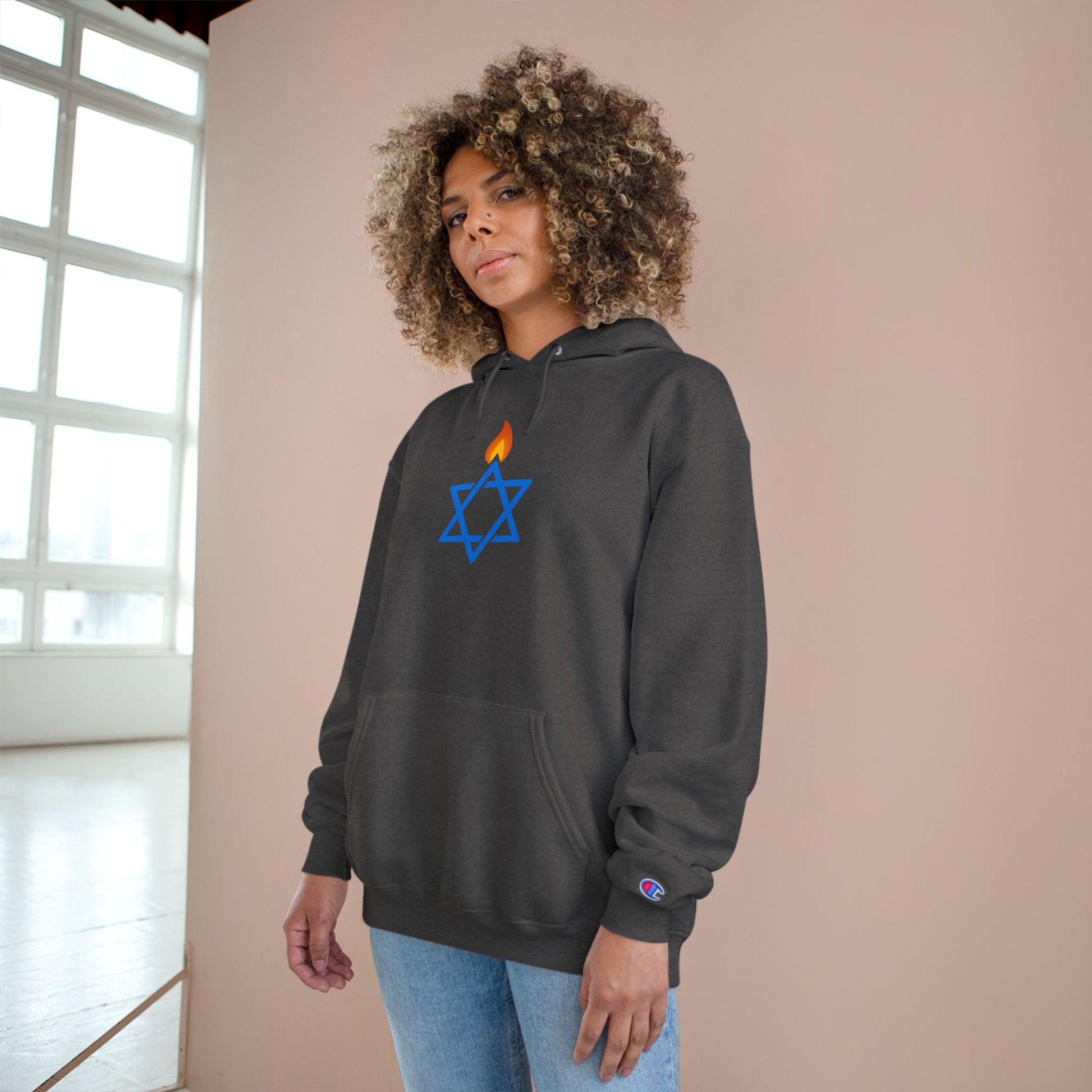 Fire Stars Of David Champion Hoodie - American Zionist