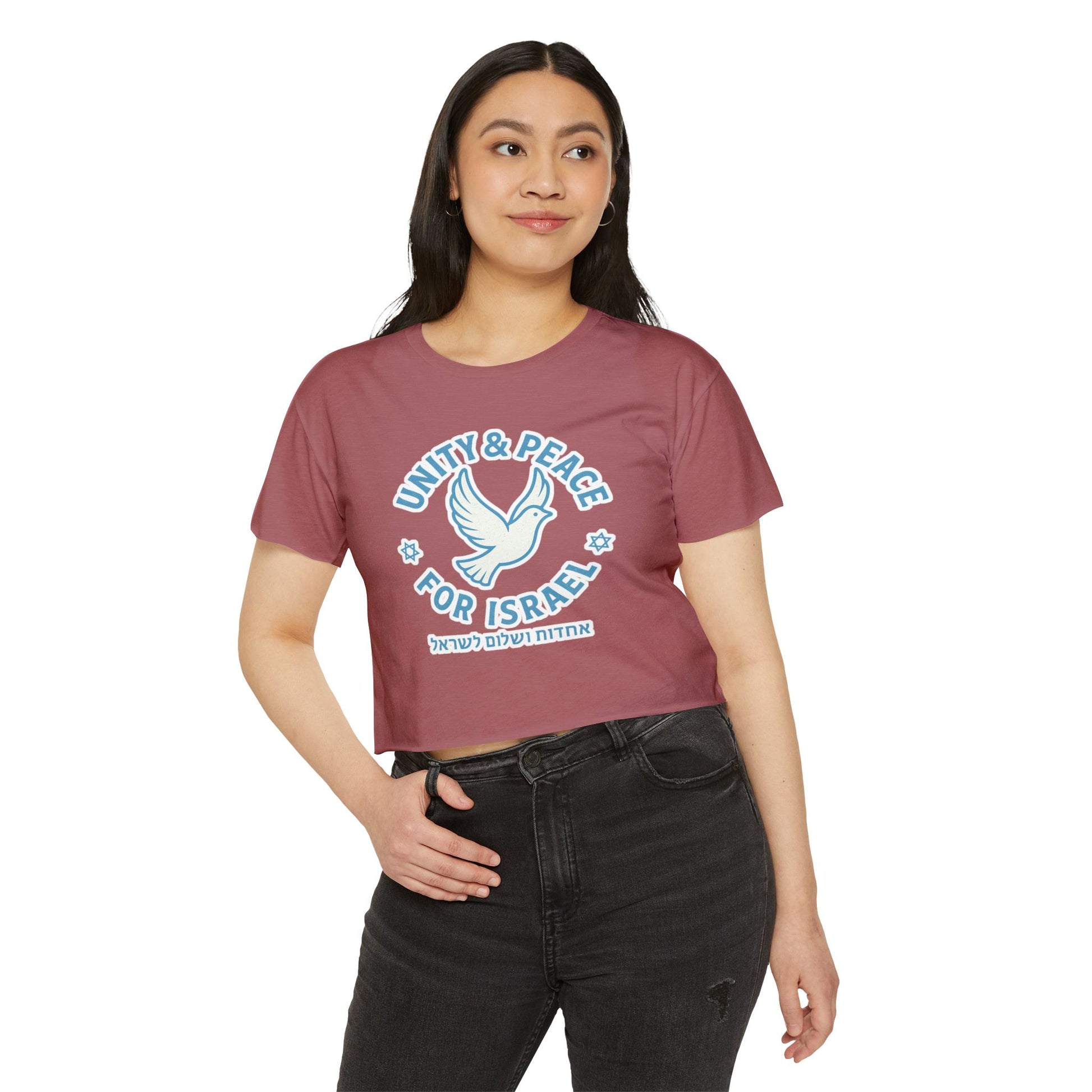 Unity Peace For Israel Women's Festival Crop Top - American Zionist