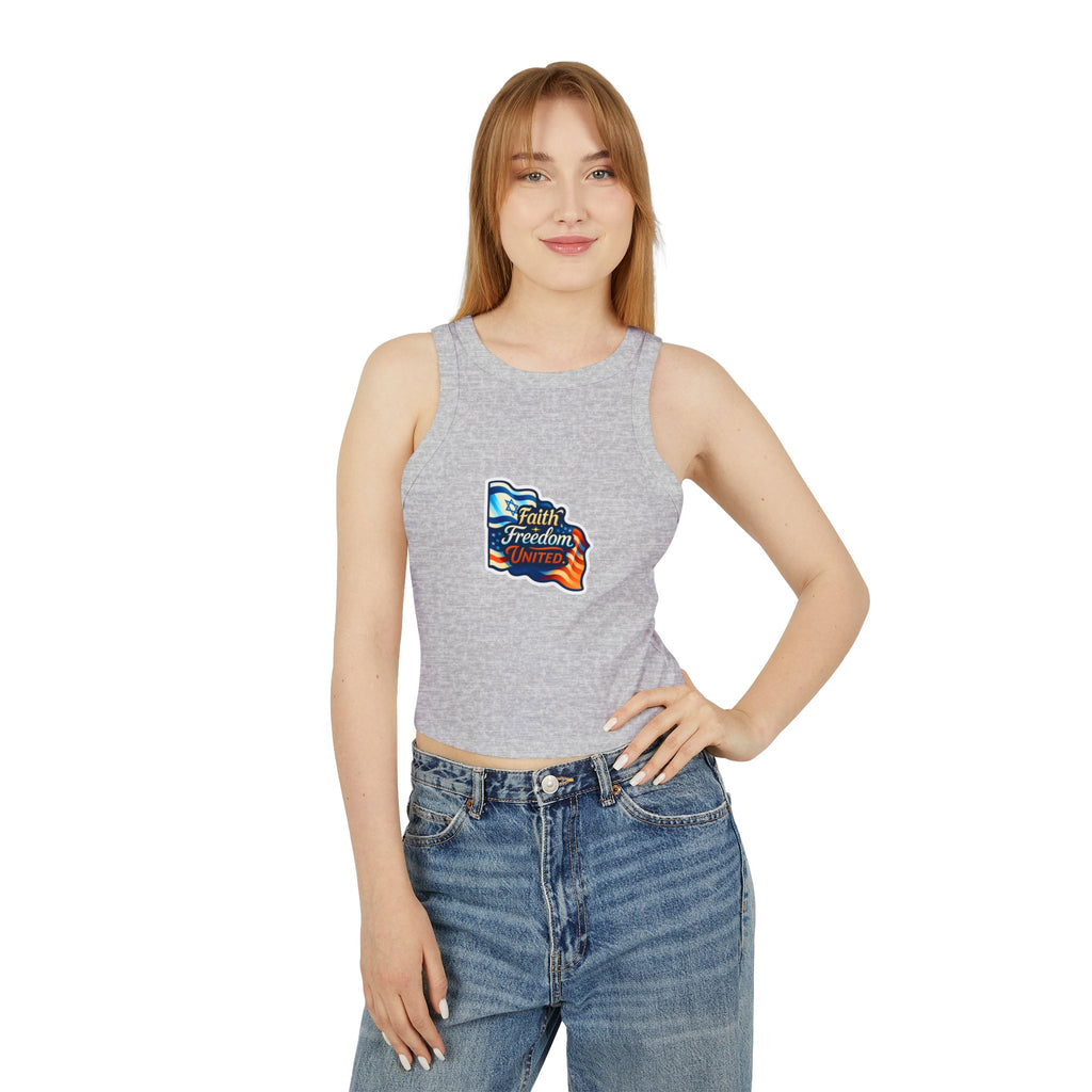 Faith Freedom United Women's Micro Rib Racer Tank Top - American Zionist