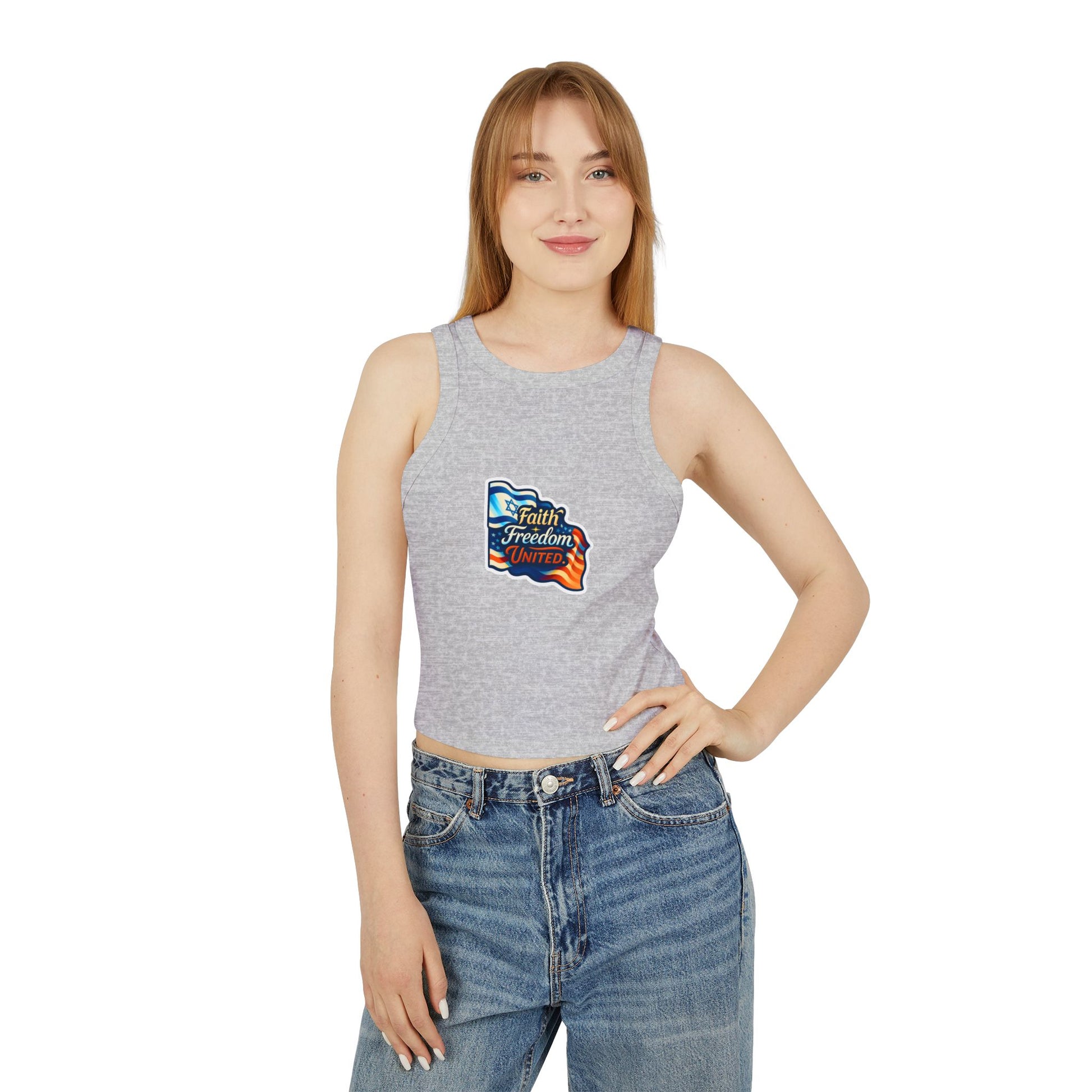 Faith Freedom United Women's Micro Rib Racer Tank Top - American Zionist