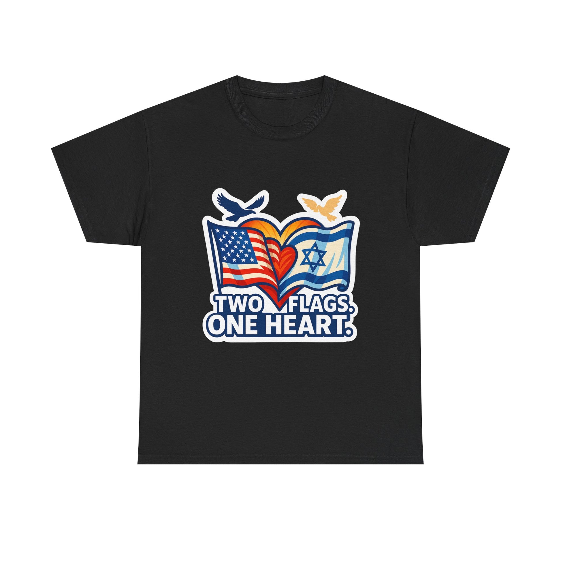 Two Flags One Heart Unisex Heavy Cotton Tee - American Zionist