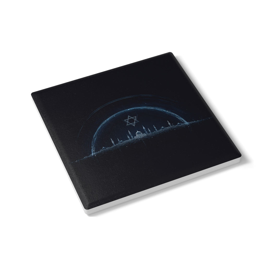 Futuristic City of Israel Ceramic Coaster - American Zionist