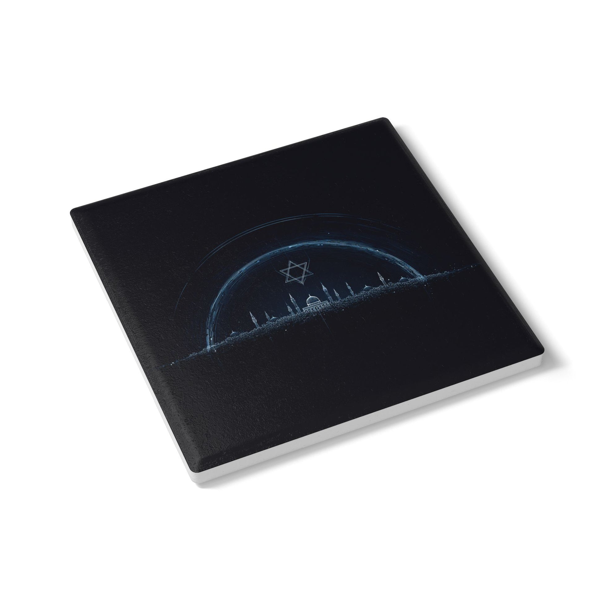 Futuristic City of Israel Ceramic Coaster - American Zionist
