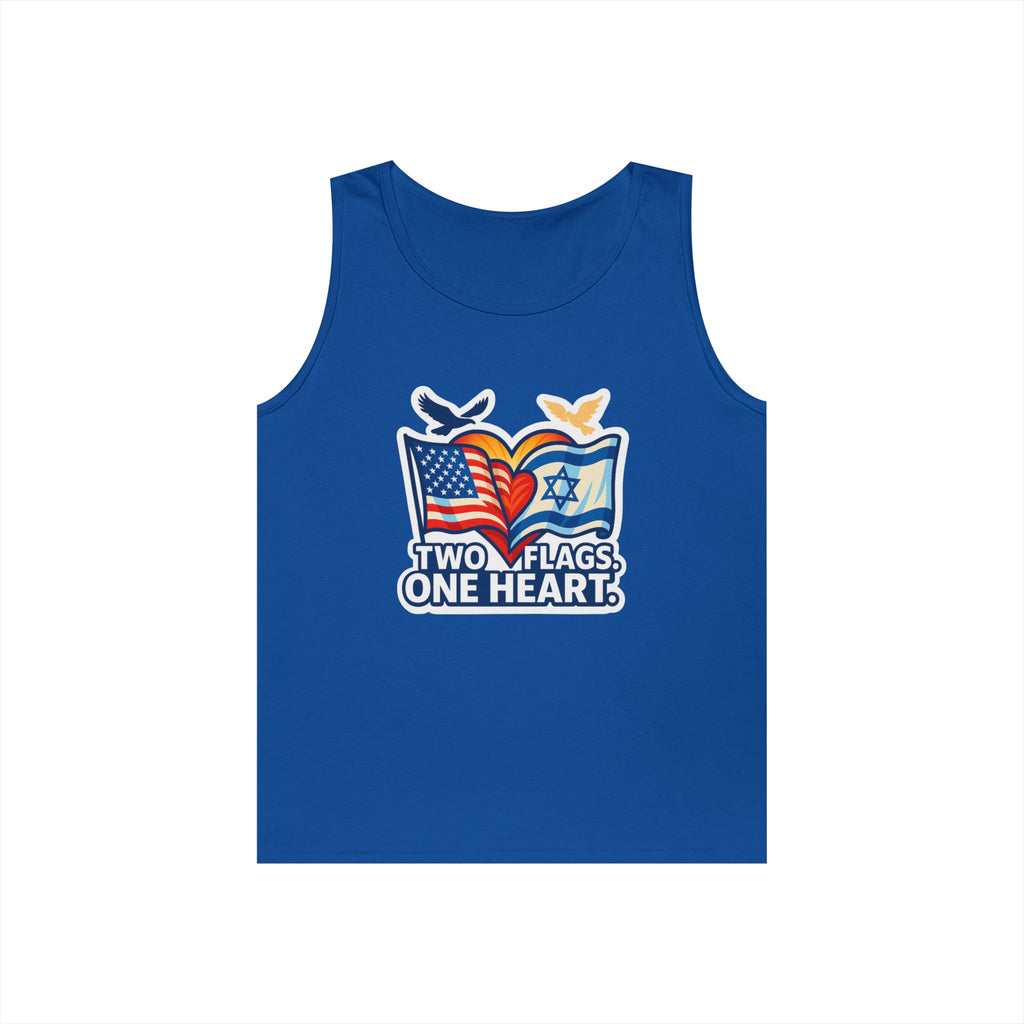 Two Flags. One Heart Unisex Heavy Cotton Tank Top - American Zionist