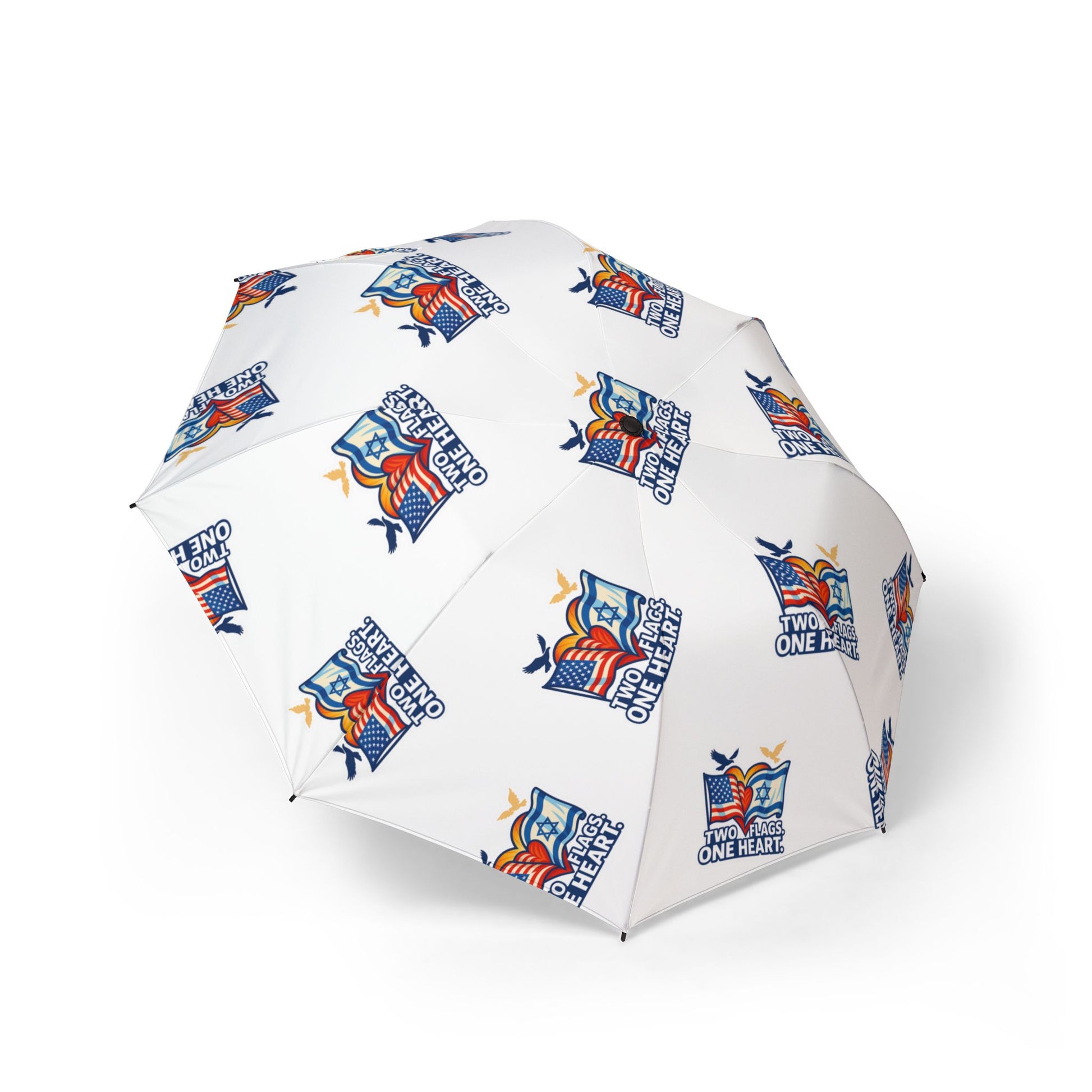 Two Flags. One Heart Semi - Automatic Foldable Umbrella - American Zionist