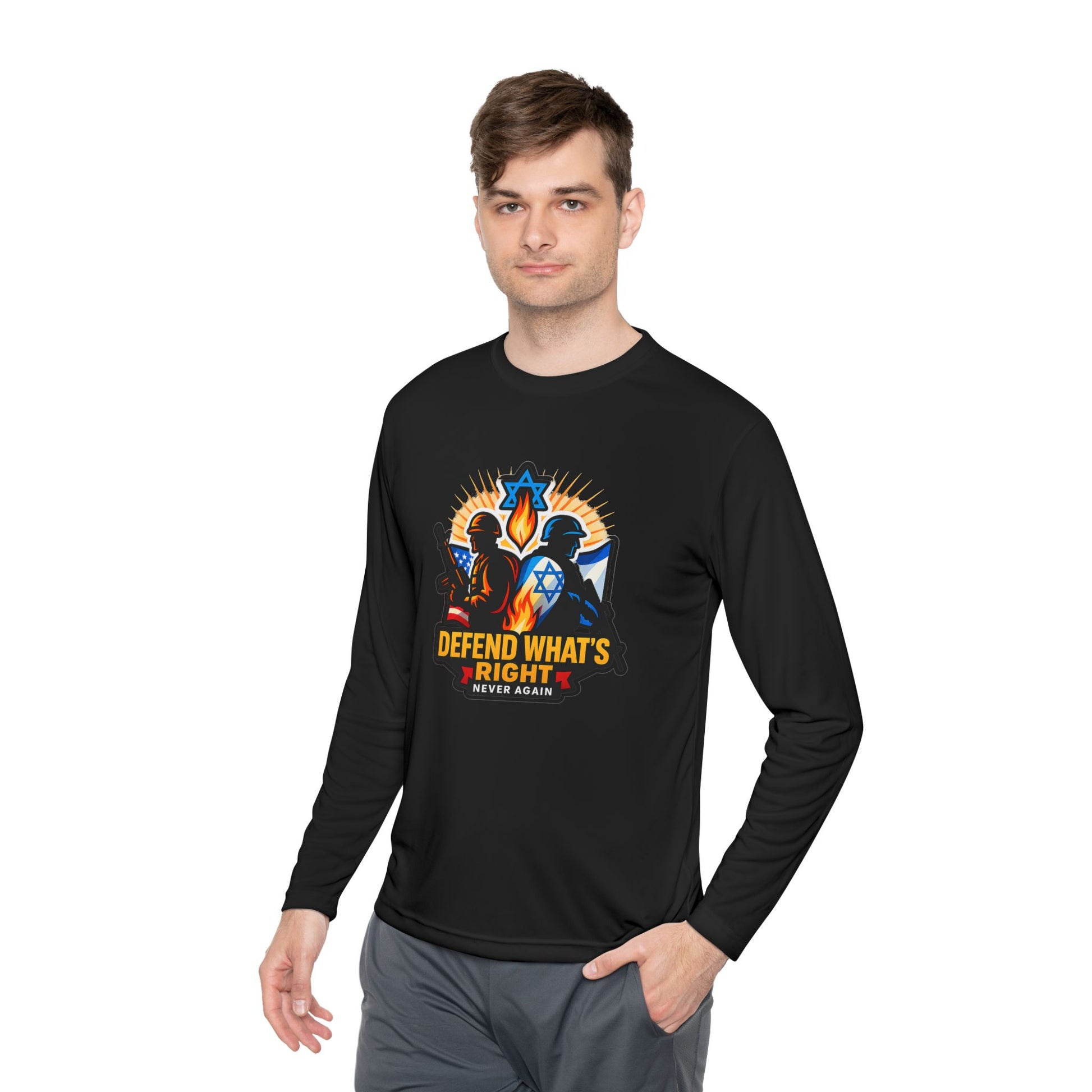 Defend What's Right Unisex Lightweight Long Sleeve Tee - American Zionist