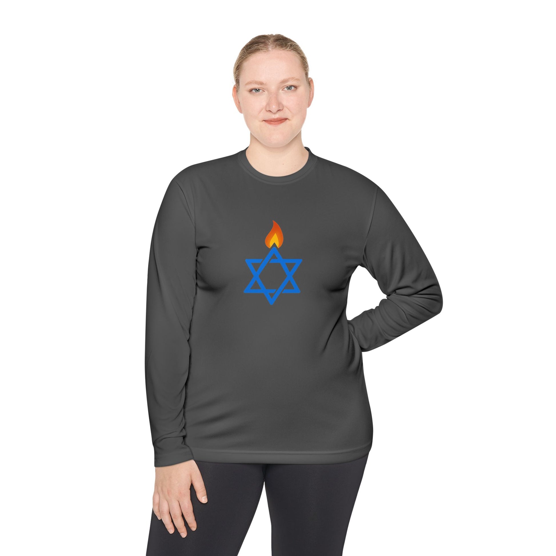 Fire Stars Of David Unisex Lightweight Long Sleeve Tee - American Zionist