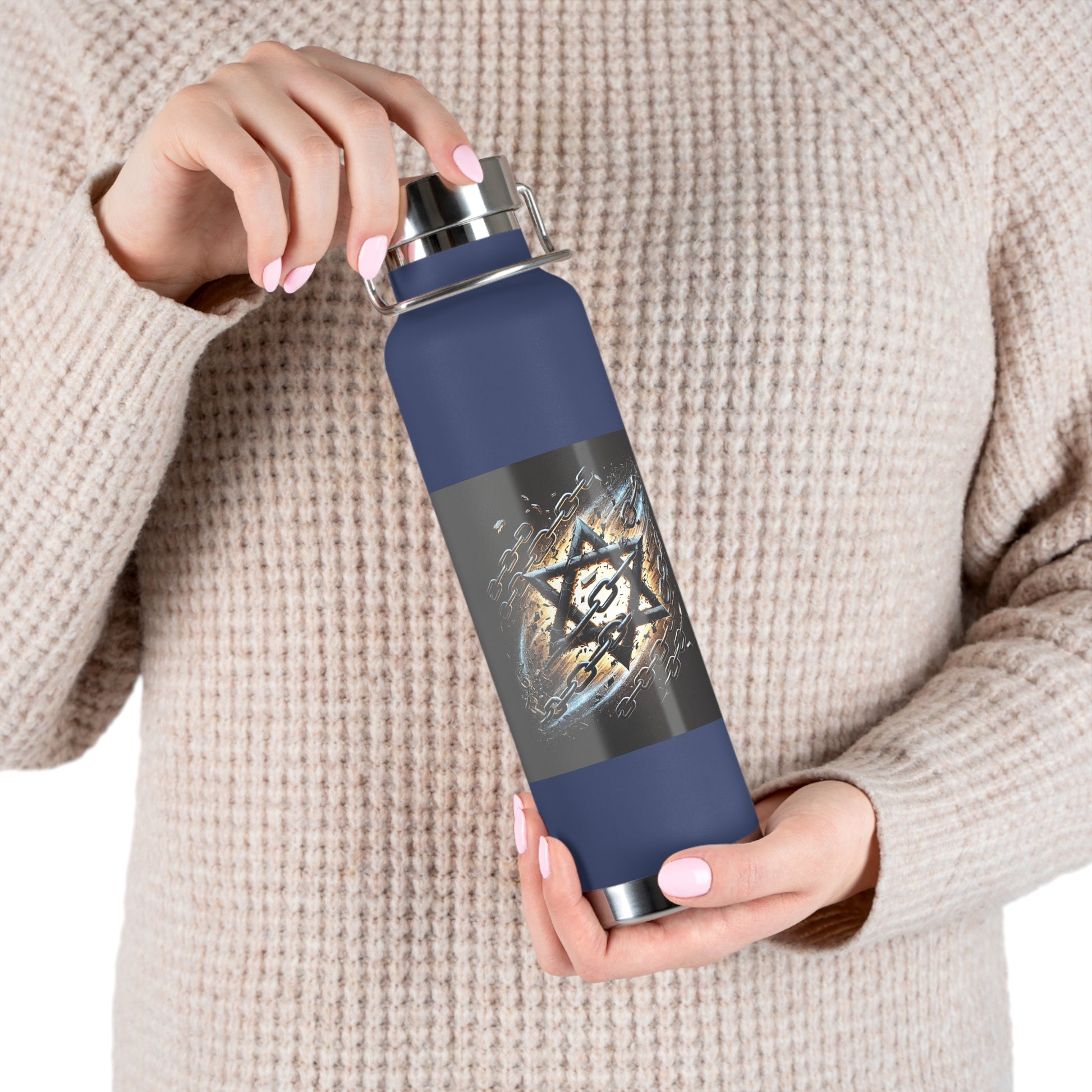 Galaxy Star of David Copper Vacuum Insulated Bottle, 22oz - American Zionist