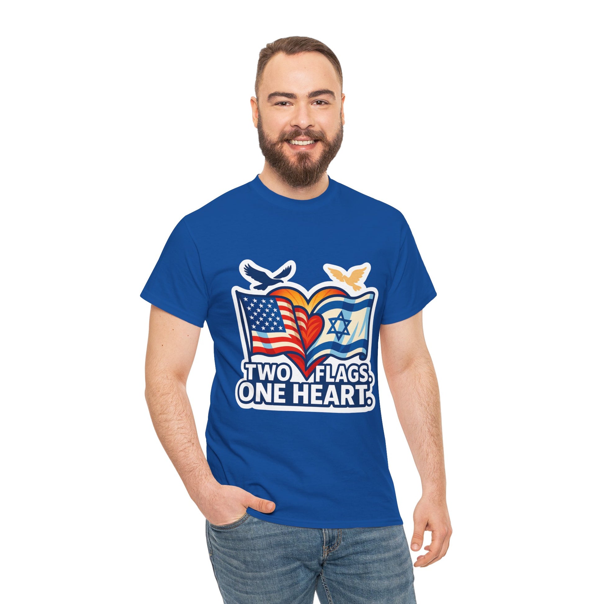 Two Flags One Heart Unisex Heavy Cotton Tee - American Zionist