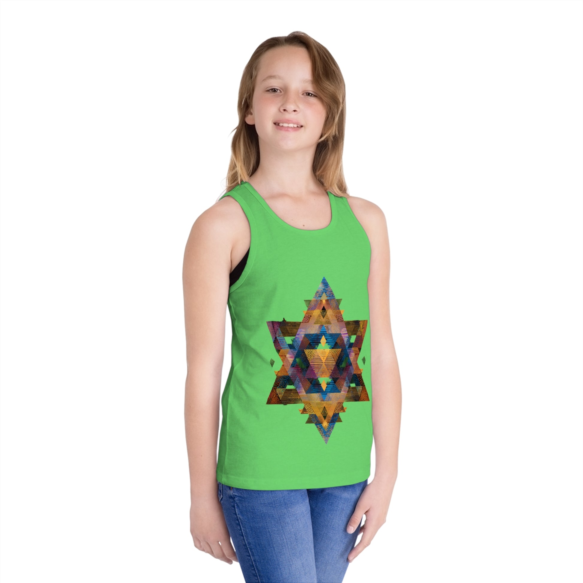 Star of David Geometric Kid's Jersey Tank Top - American Zionist